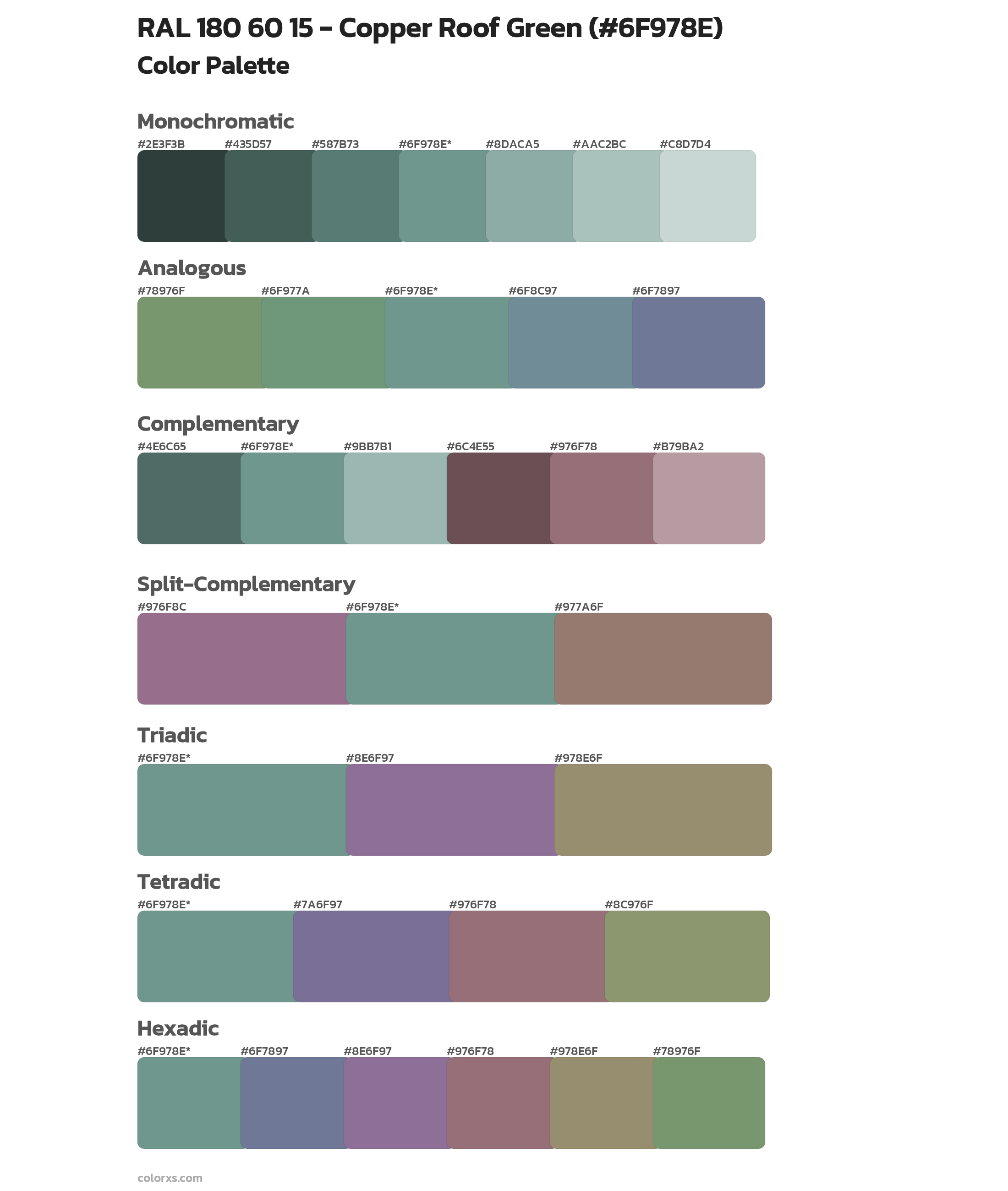 RAL 180 60 15 - Copper Roof Green Color Scheme Palettes