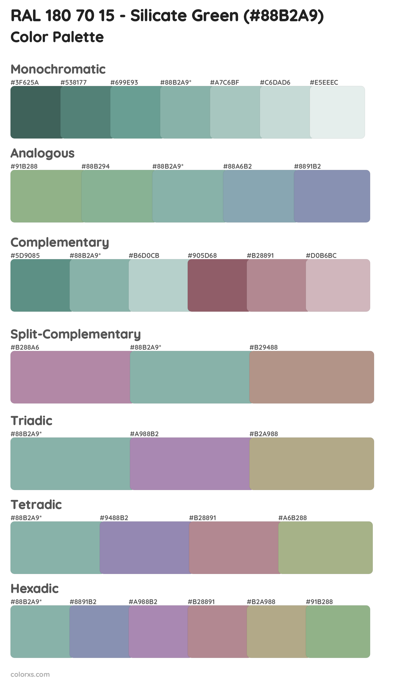 RAL 180 70 15 - Silicate Green Color Scheme Palettes
