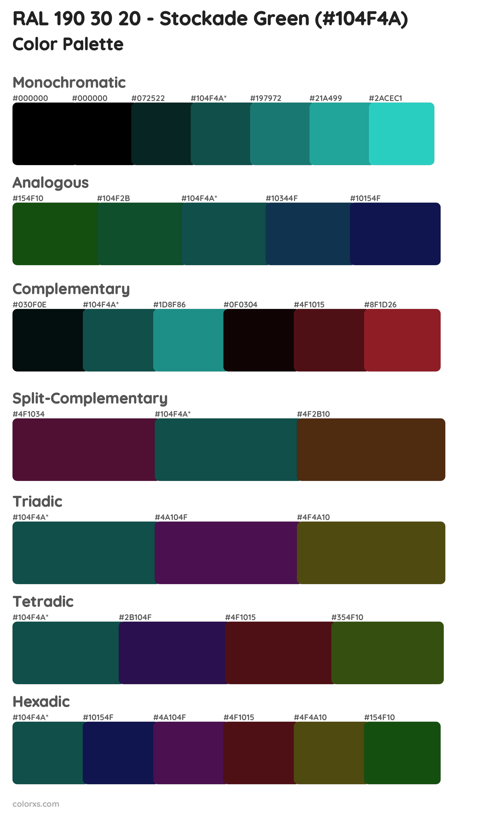 RAL 190 30 20 - Stockade Green Color Scheme Palettes