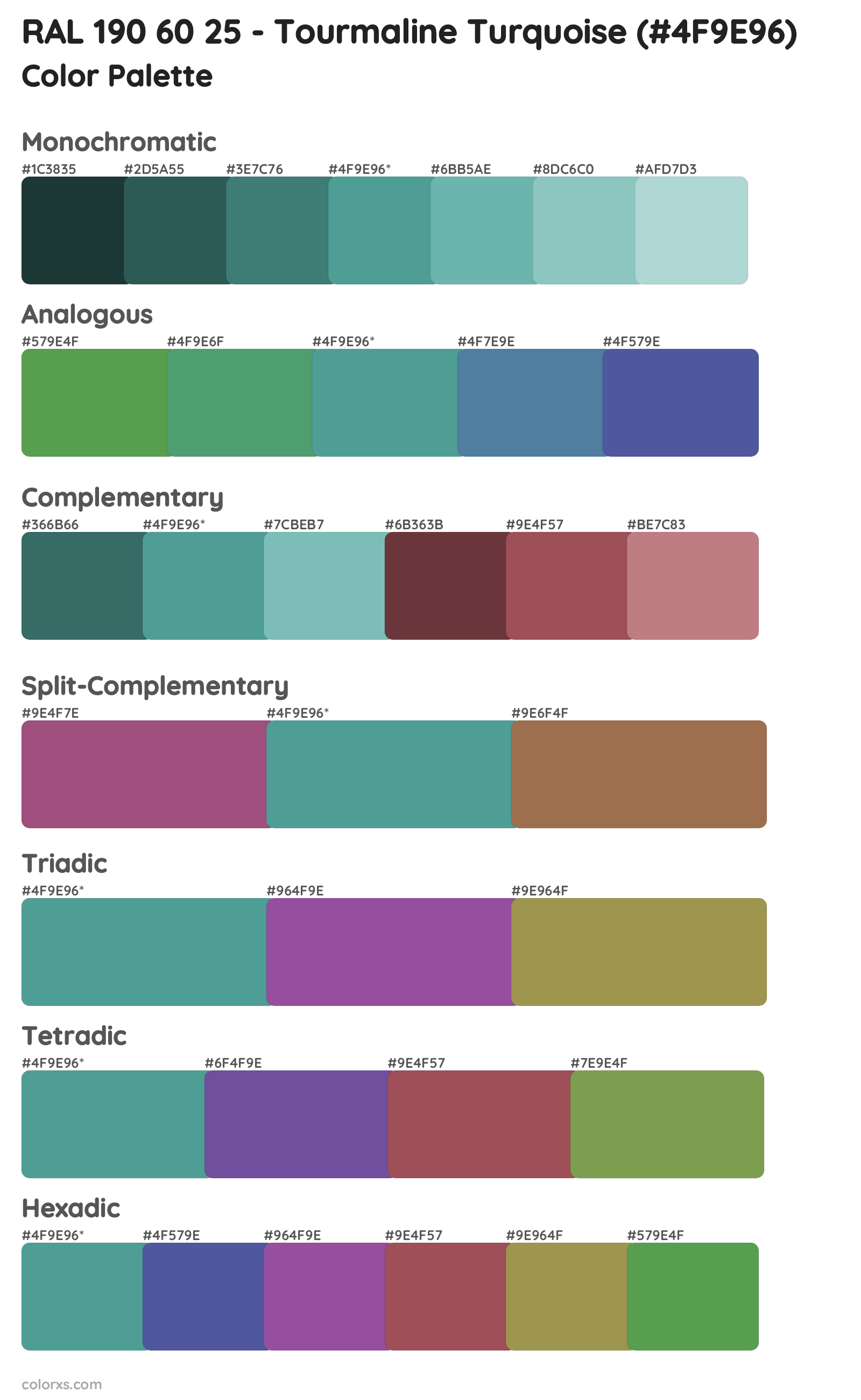 RAL 190 60 25 - Tourmaline Turquoise Color Scheme Palettes