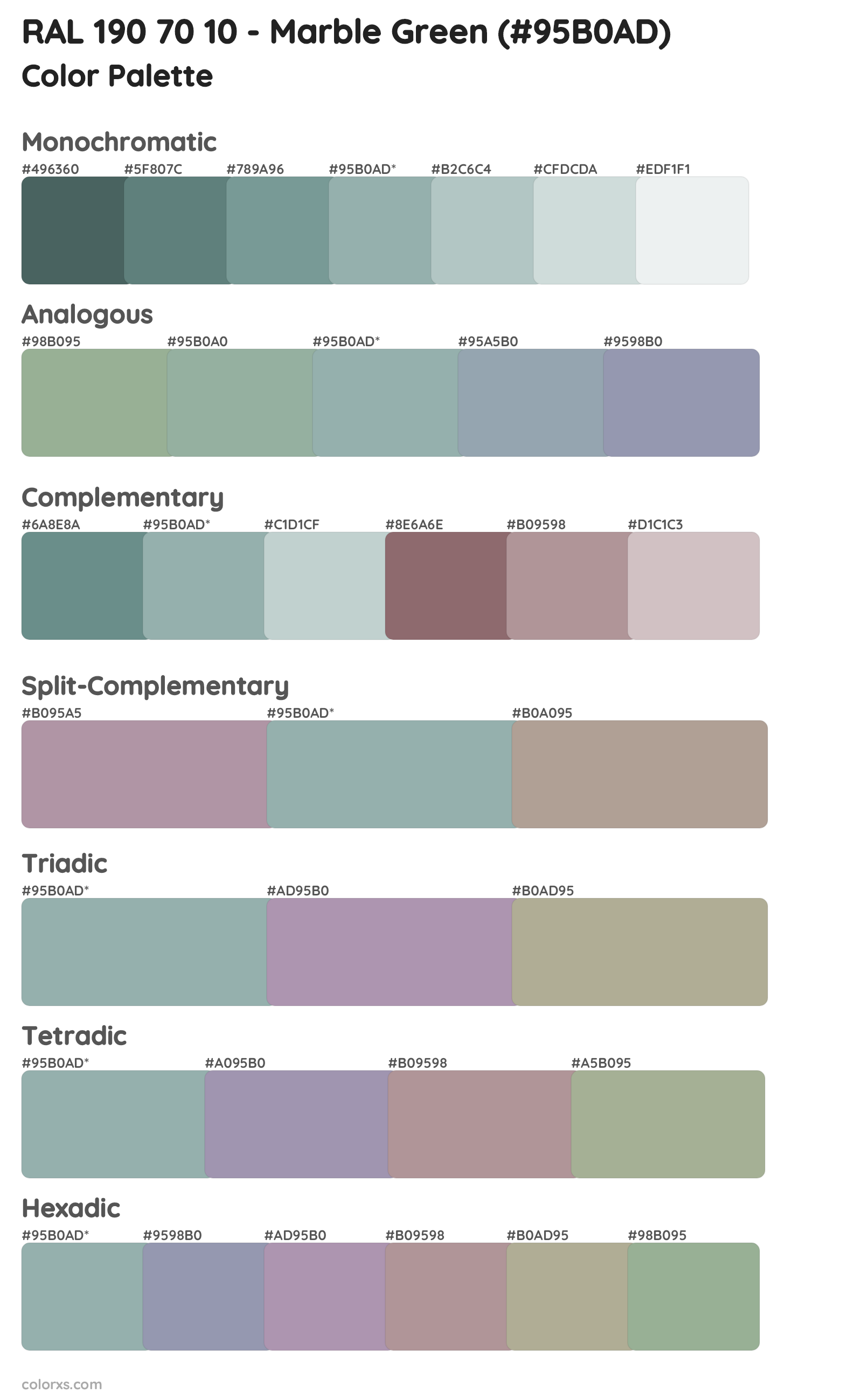 RAL 190 70 10 - Marble Green Color Scheme Palettes