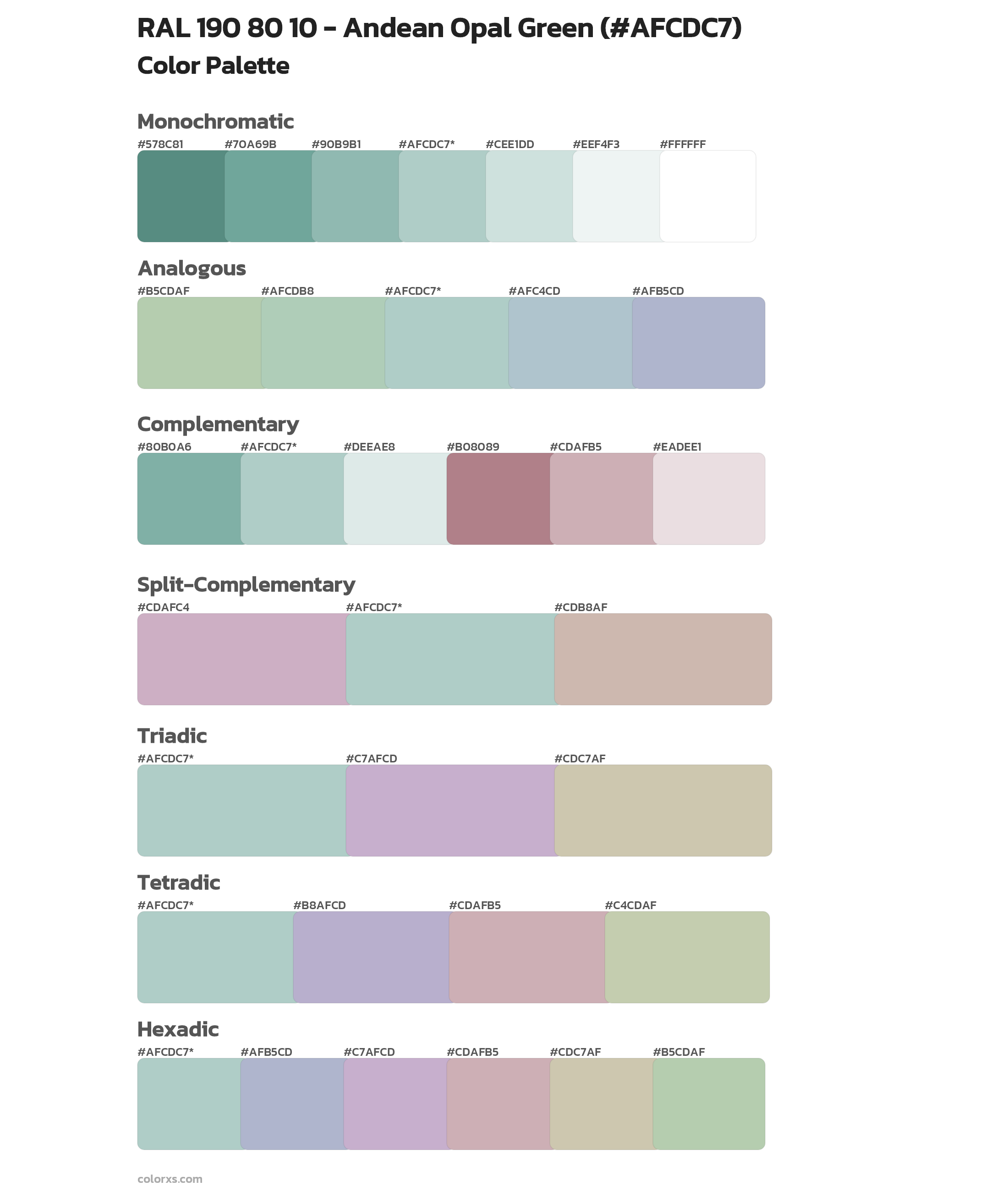 RAL 190 80 10 - Andean Opal Green Color Scheme Palettes