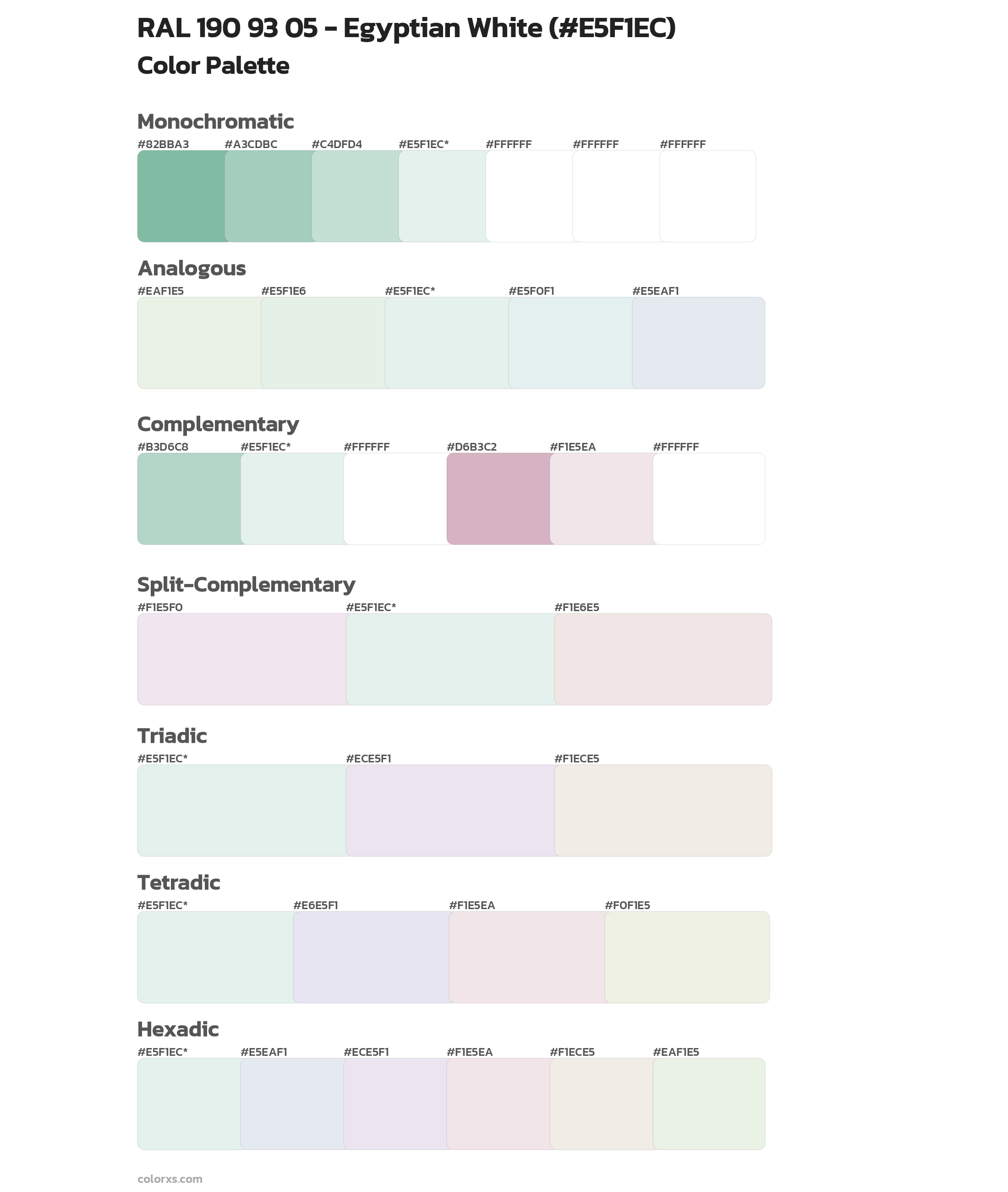 RAL 190 93 05 - Egyptian White Color Scheme Palettes
