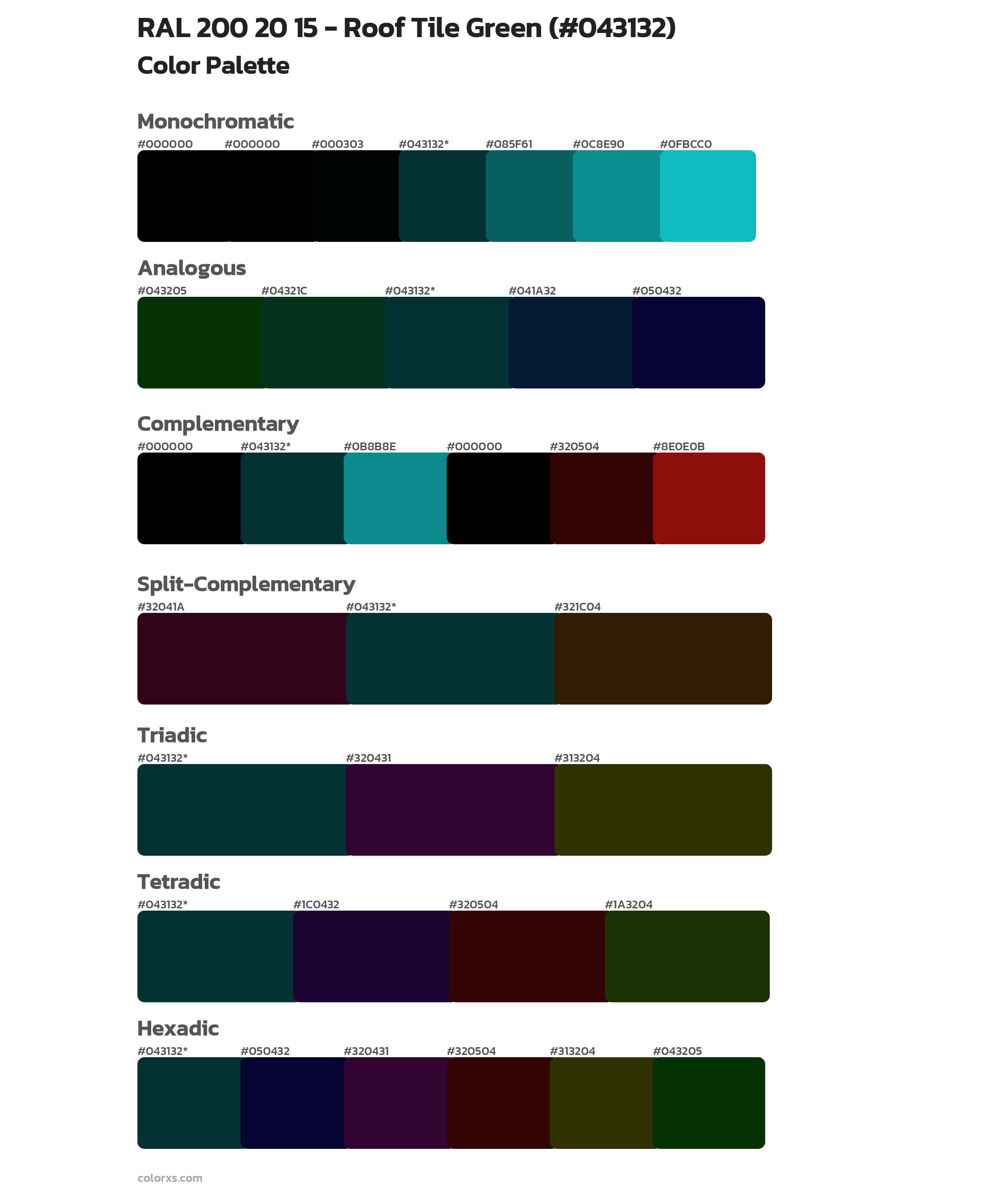 RAL 200 20 15 - Roof Tile Green Color Scheme Palettes