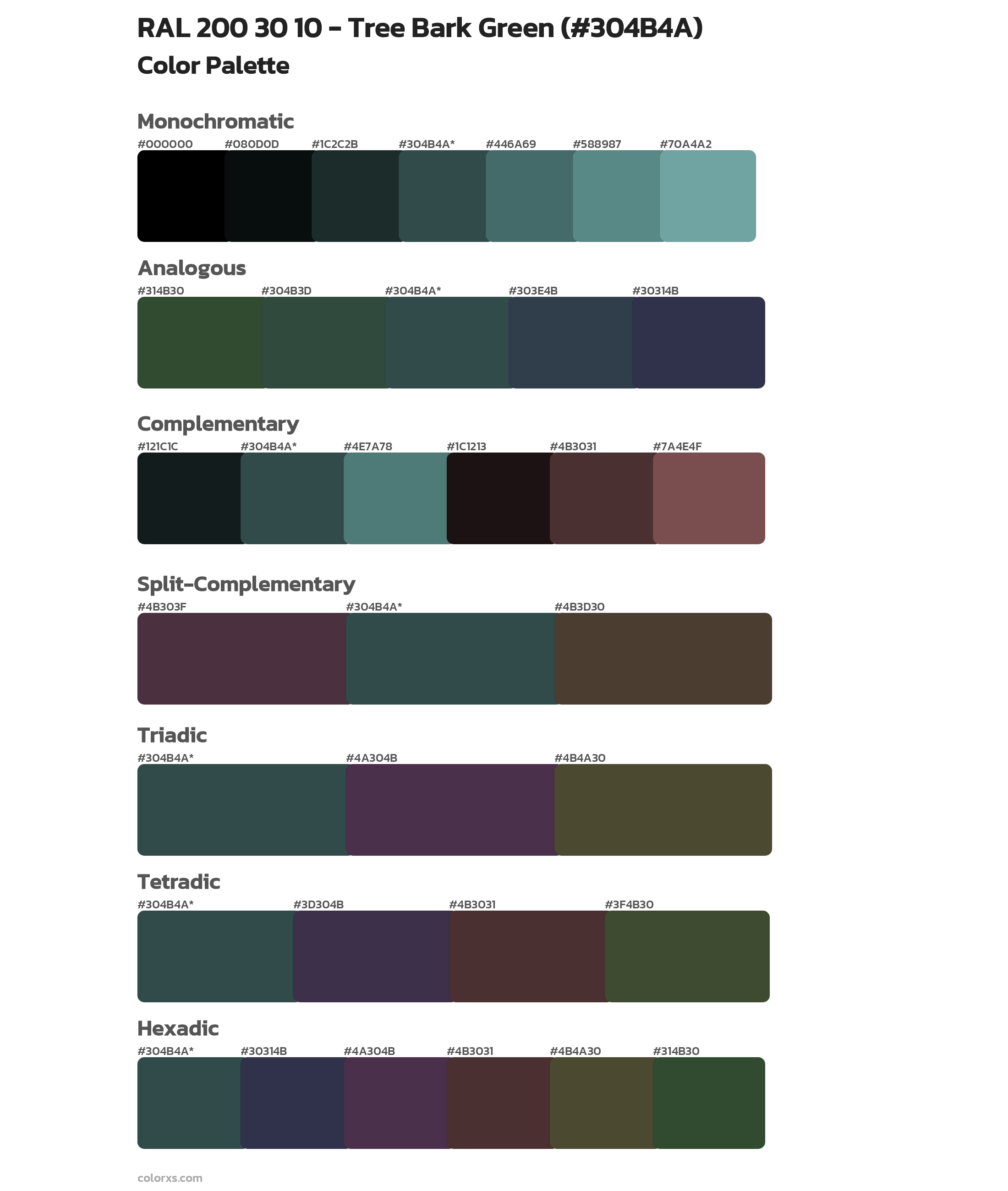 RAL 200 30 10 - Tree Bark Green Color Scheme Palettes