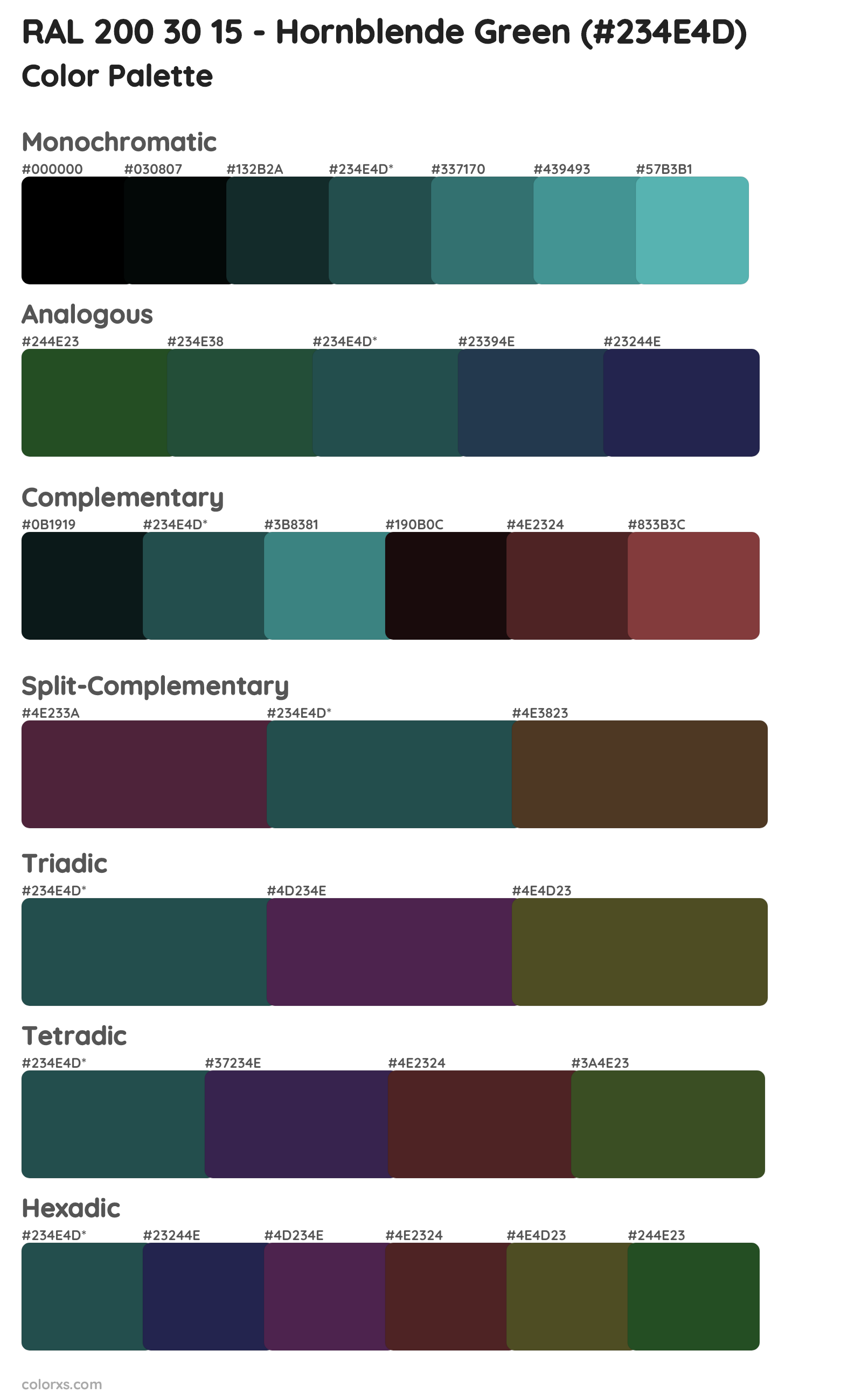 RAL 200 30 15 - Hornblende Green Color Scheme Palettes
