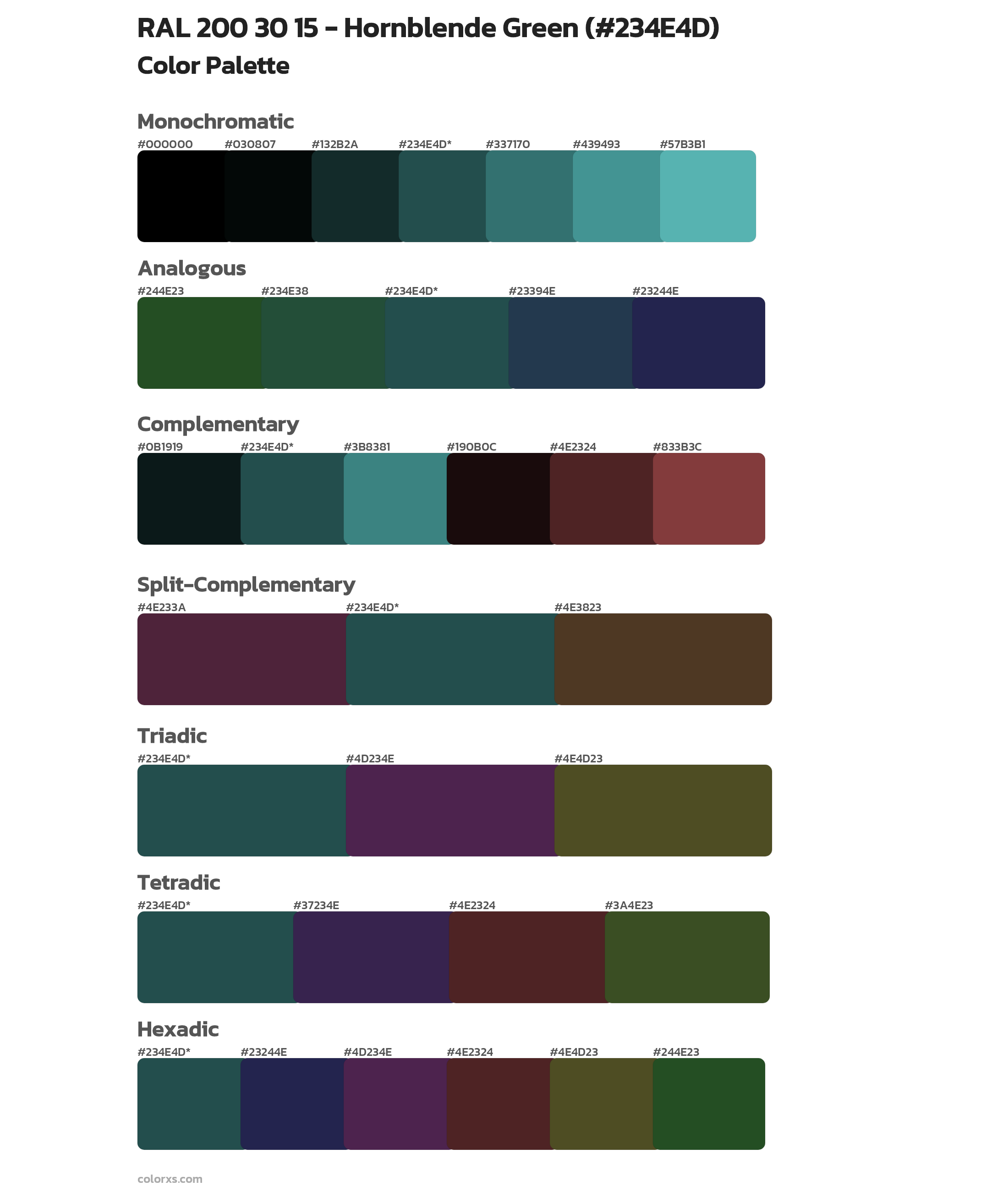 RAL 200 30 15 - Hornblende Green Color Scheme Palettes