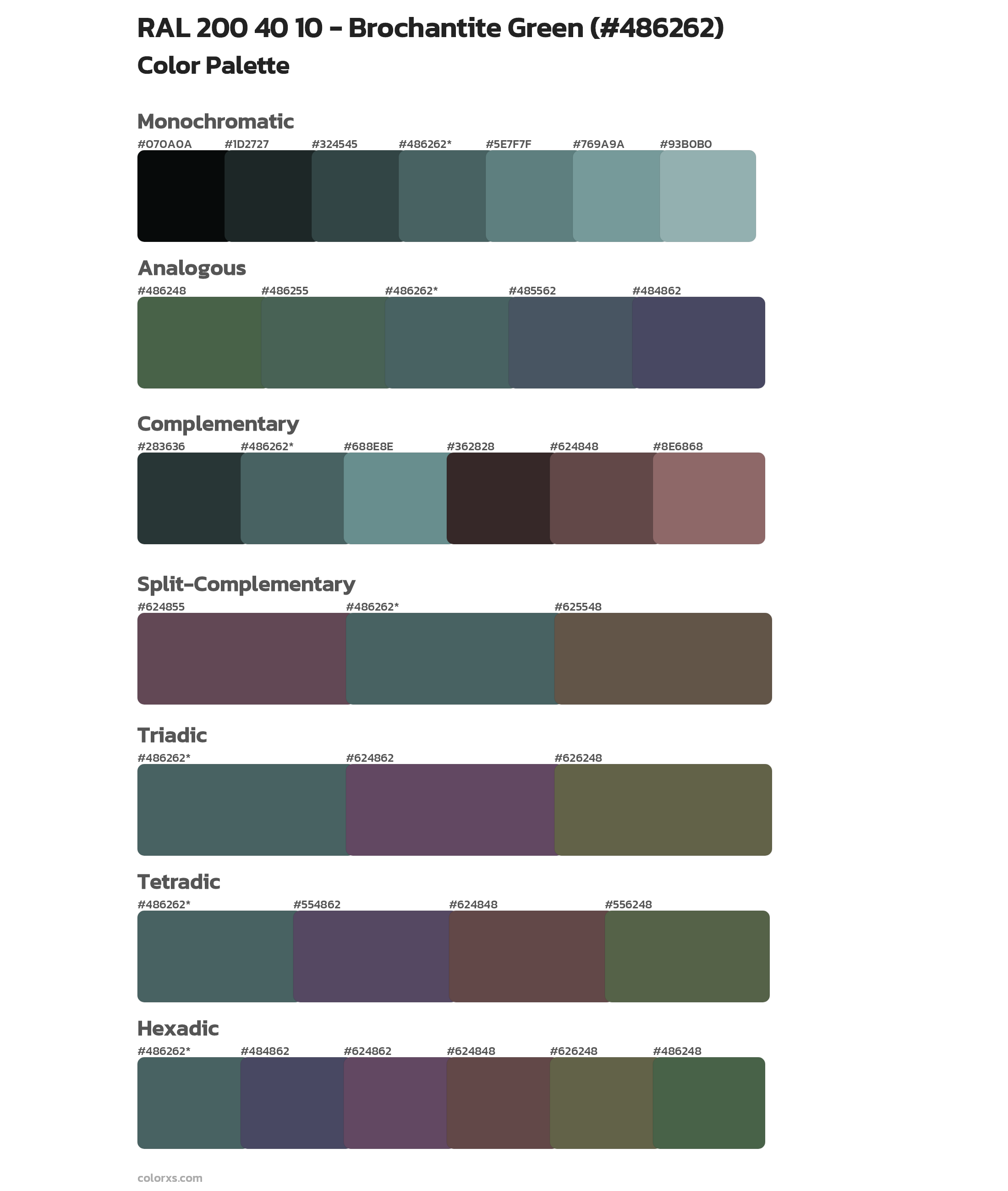RAL 200 40 10 - Brochantite Green Color Scheme Palettes