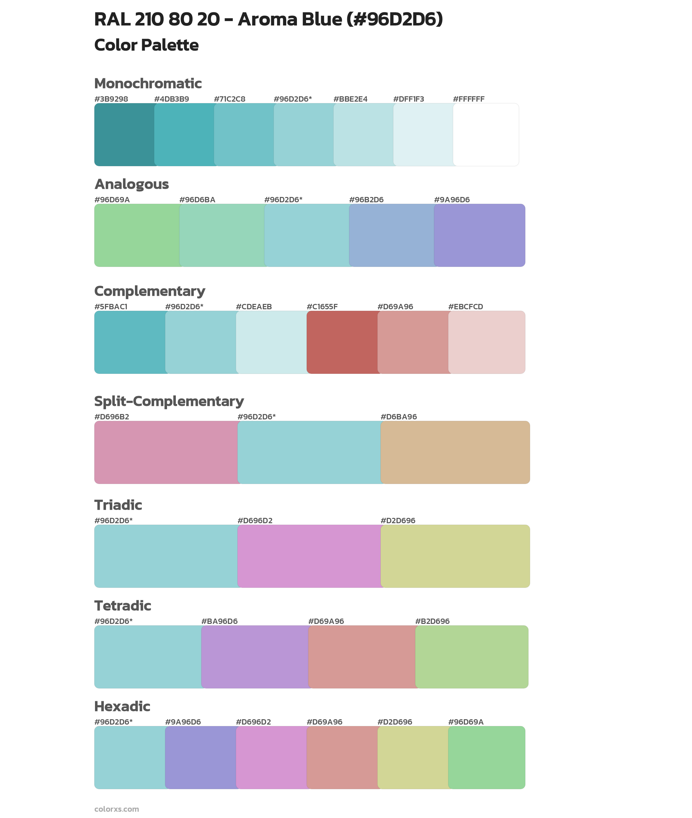 RAL 210 80 20 - Aroma Blue Color Scheme Palettes