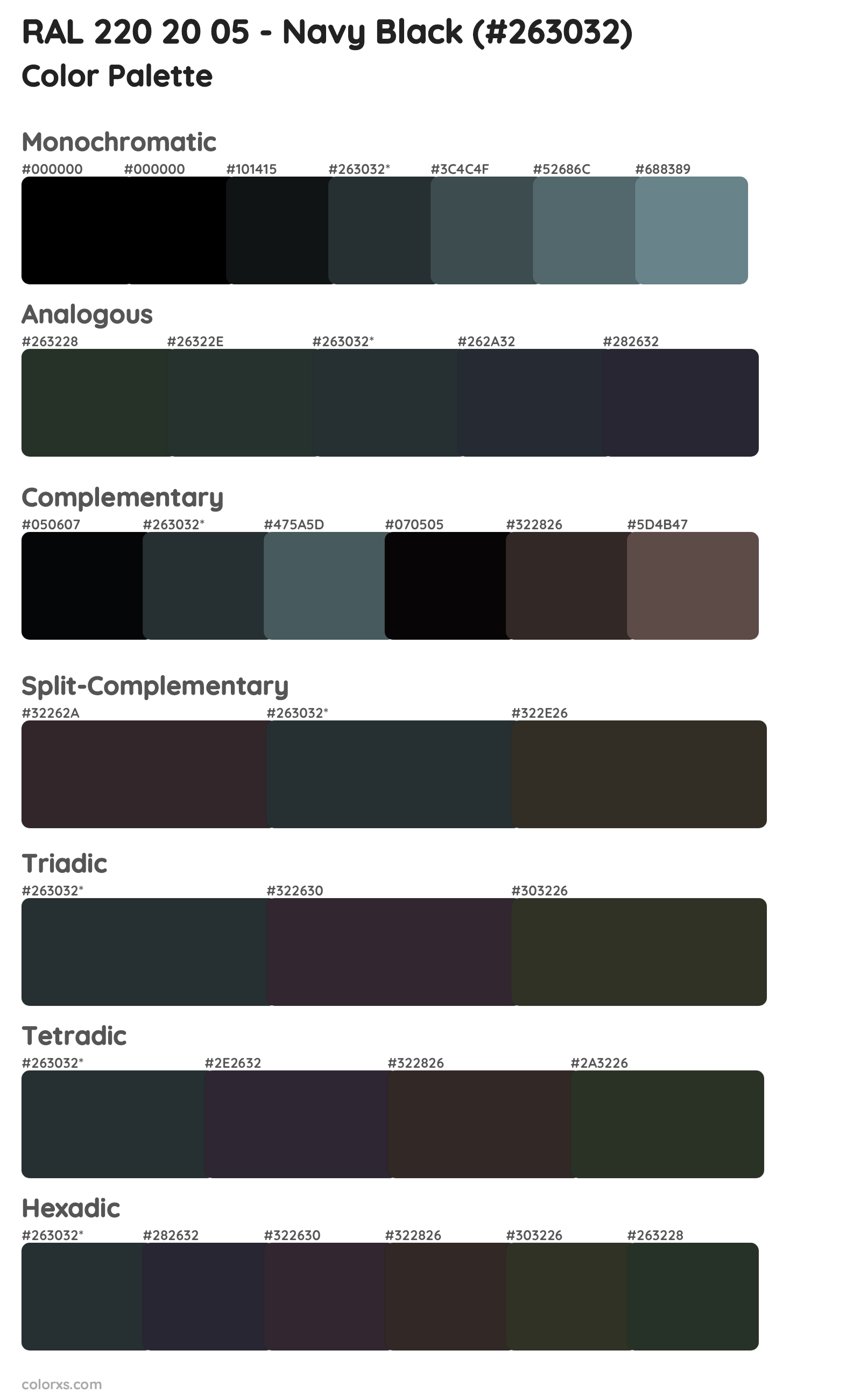 RAL 220 20 05 - Navy Black Color Scheme Palettes
