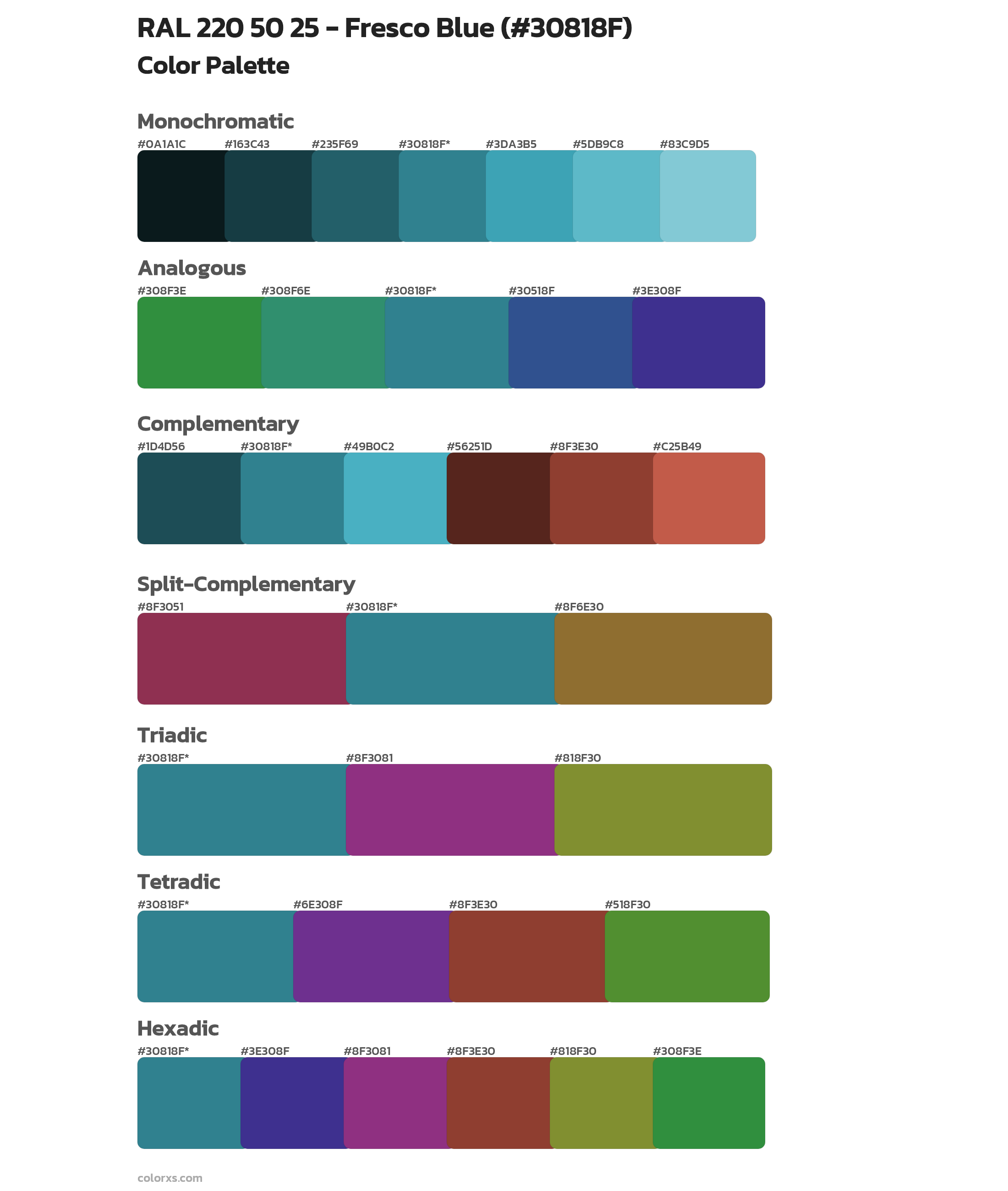 RAL 220 50 25 - Fresco Blue Color Scheme Palettes