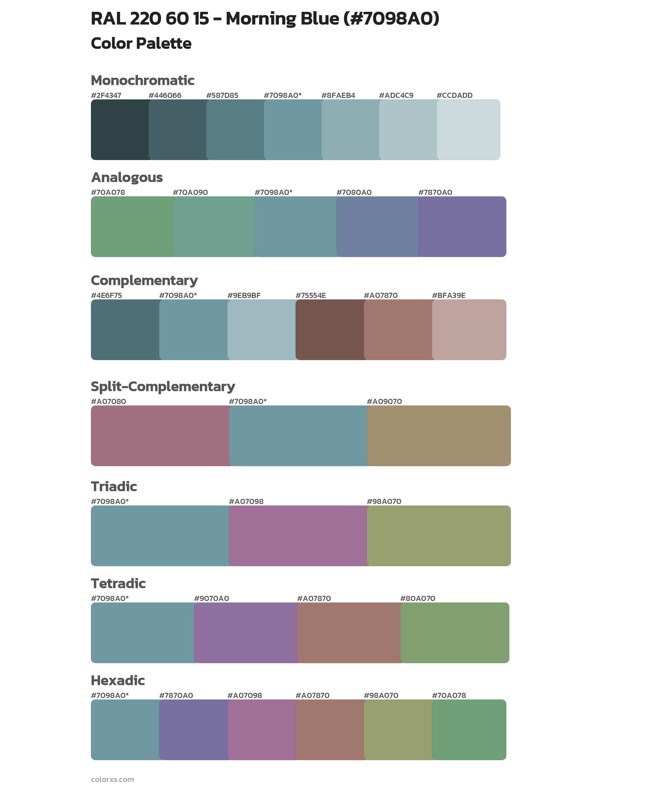 RAL 220 60 15 - Morning Blue Color Scheme Palettes