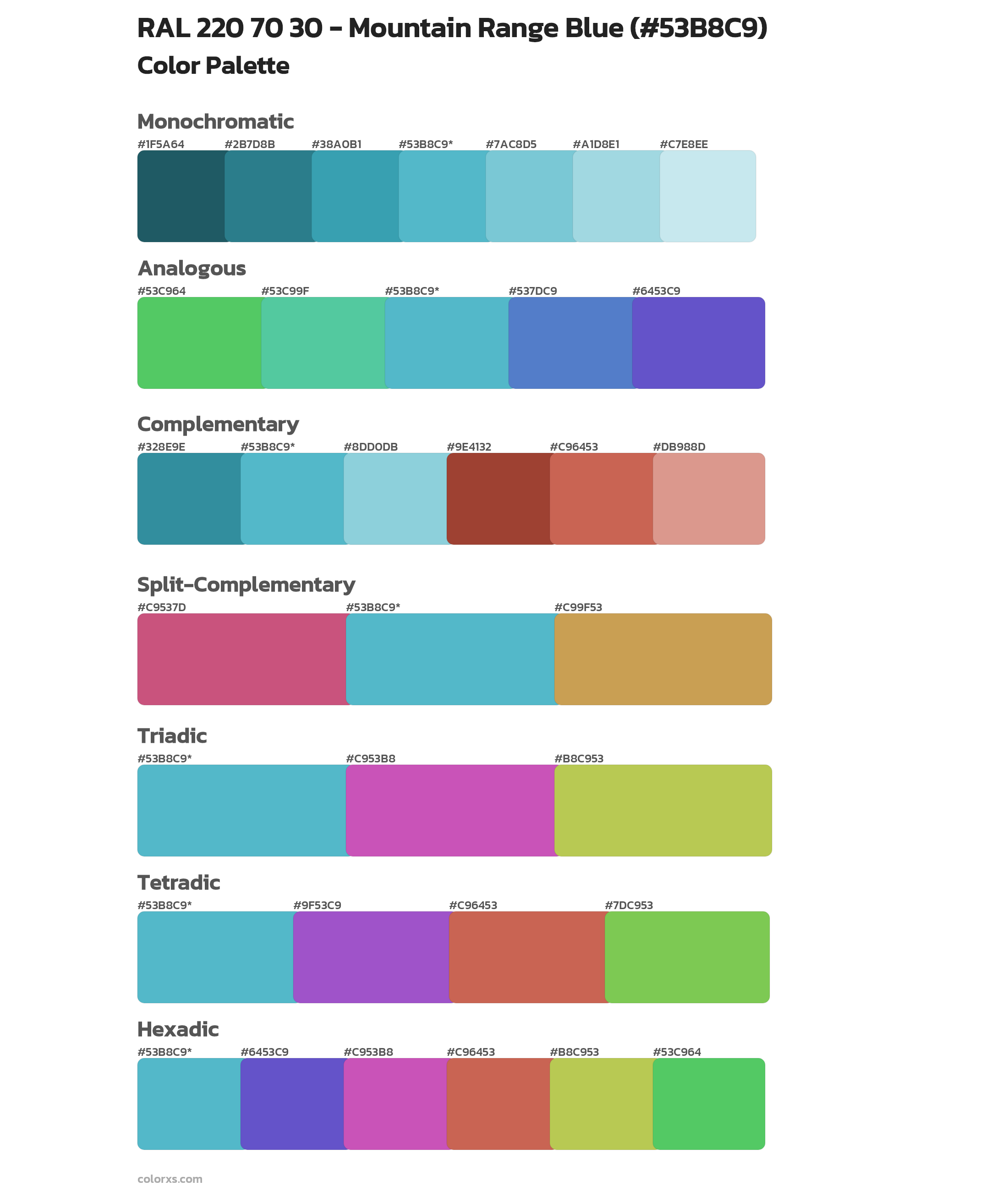 RAL 220 70 30 - Mountain Range Blue Color Scheme Palettes