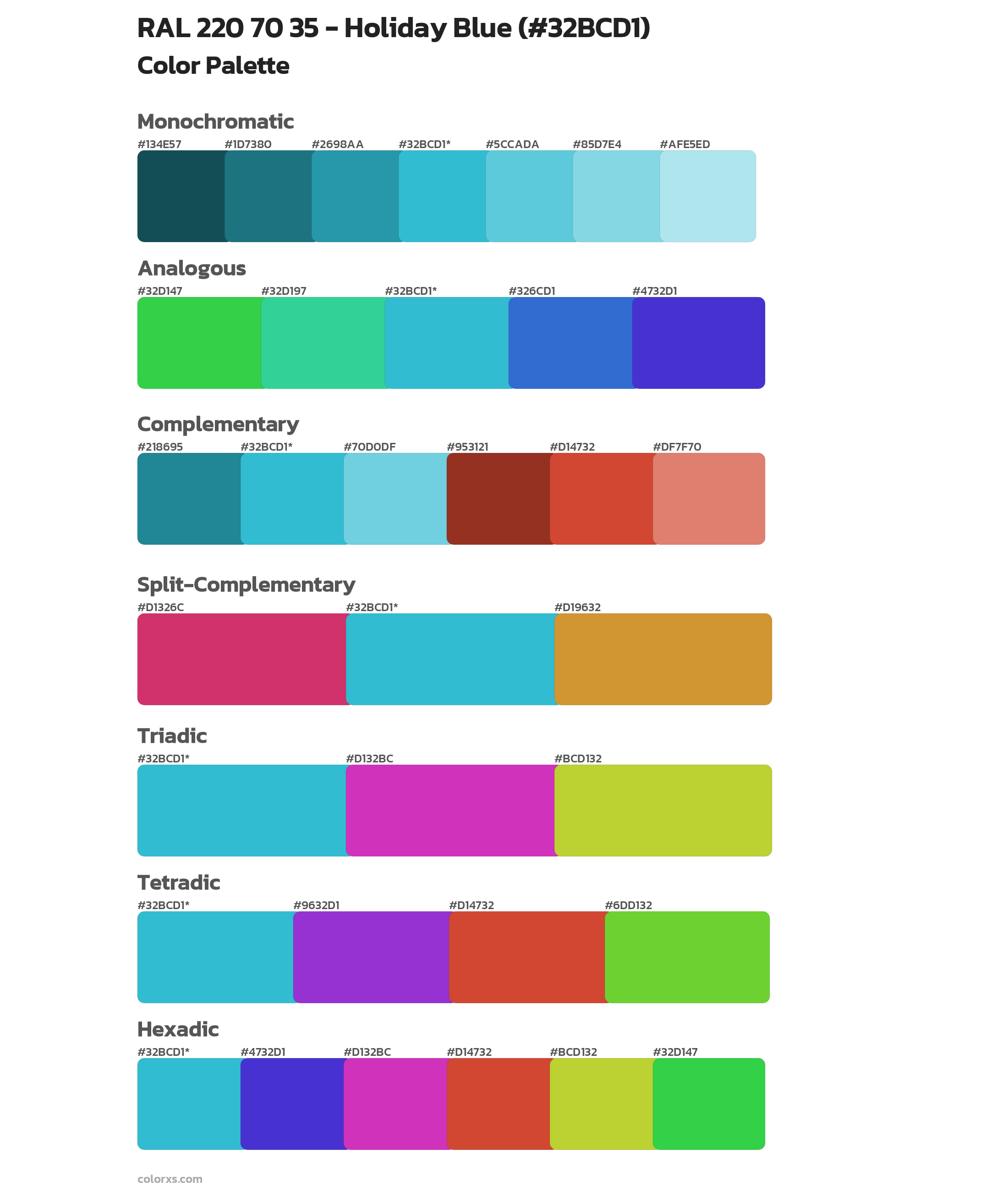 RAL 220 70 35 - Holiday Blue Color Scheme Palettes