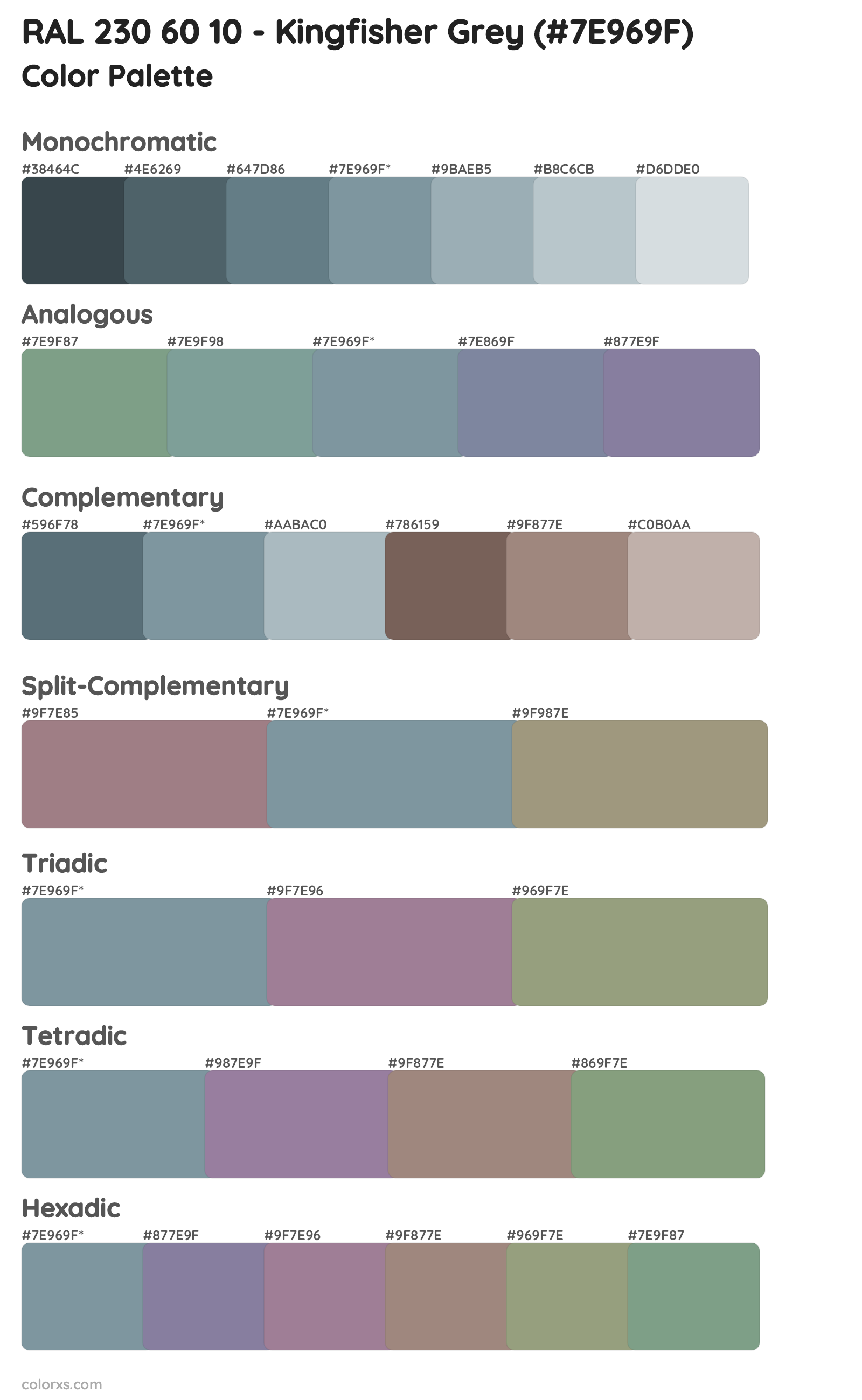 RAL 230 60 10 - Kingfisher Grey Color Scheme Palettes