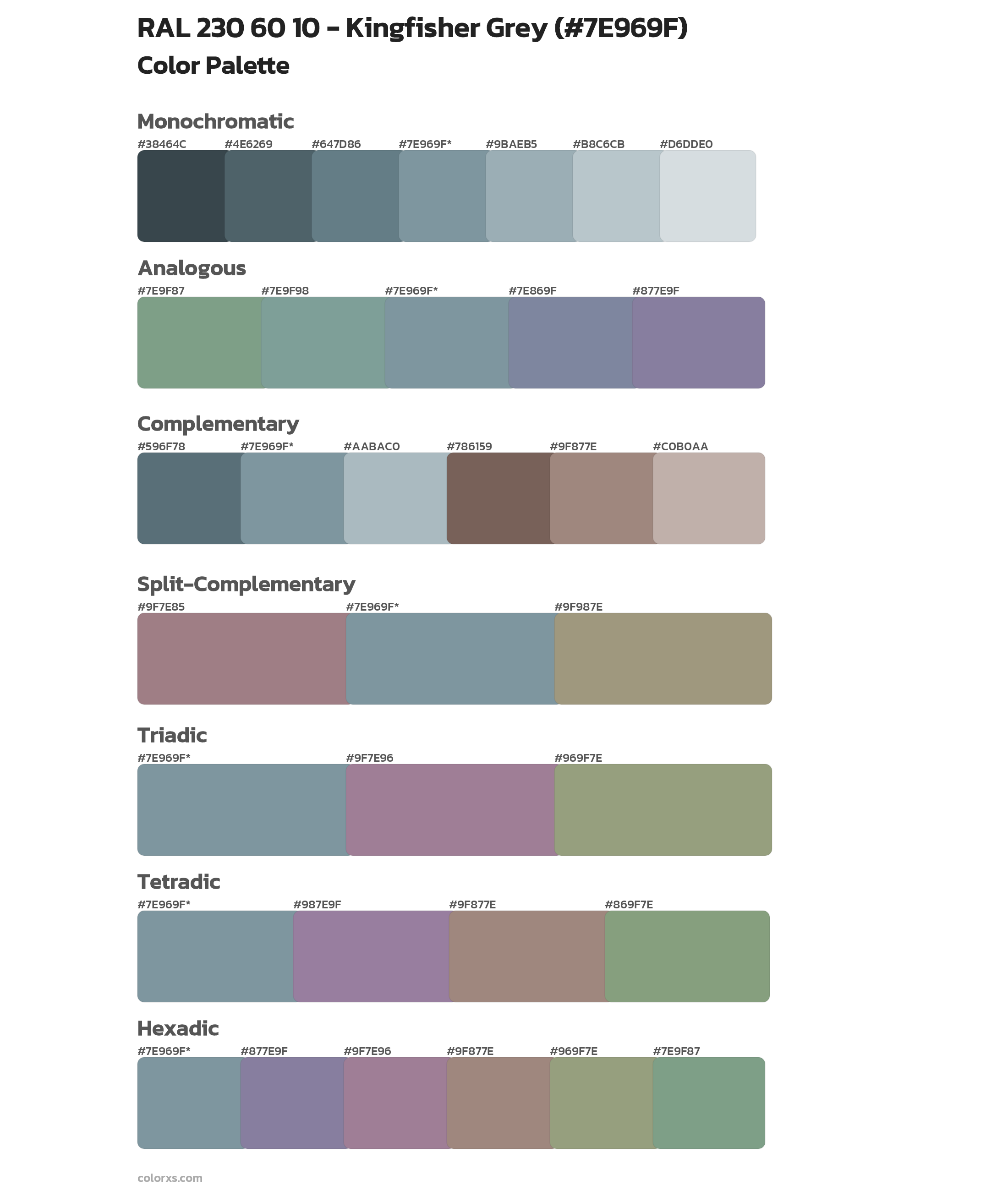 RAL 230 60 10 - Kingfisher Grey Color Scheme Palettes
