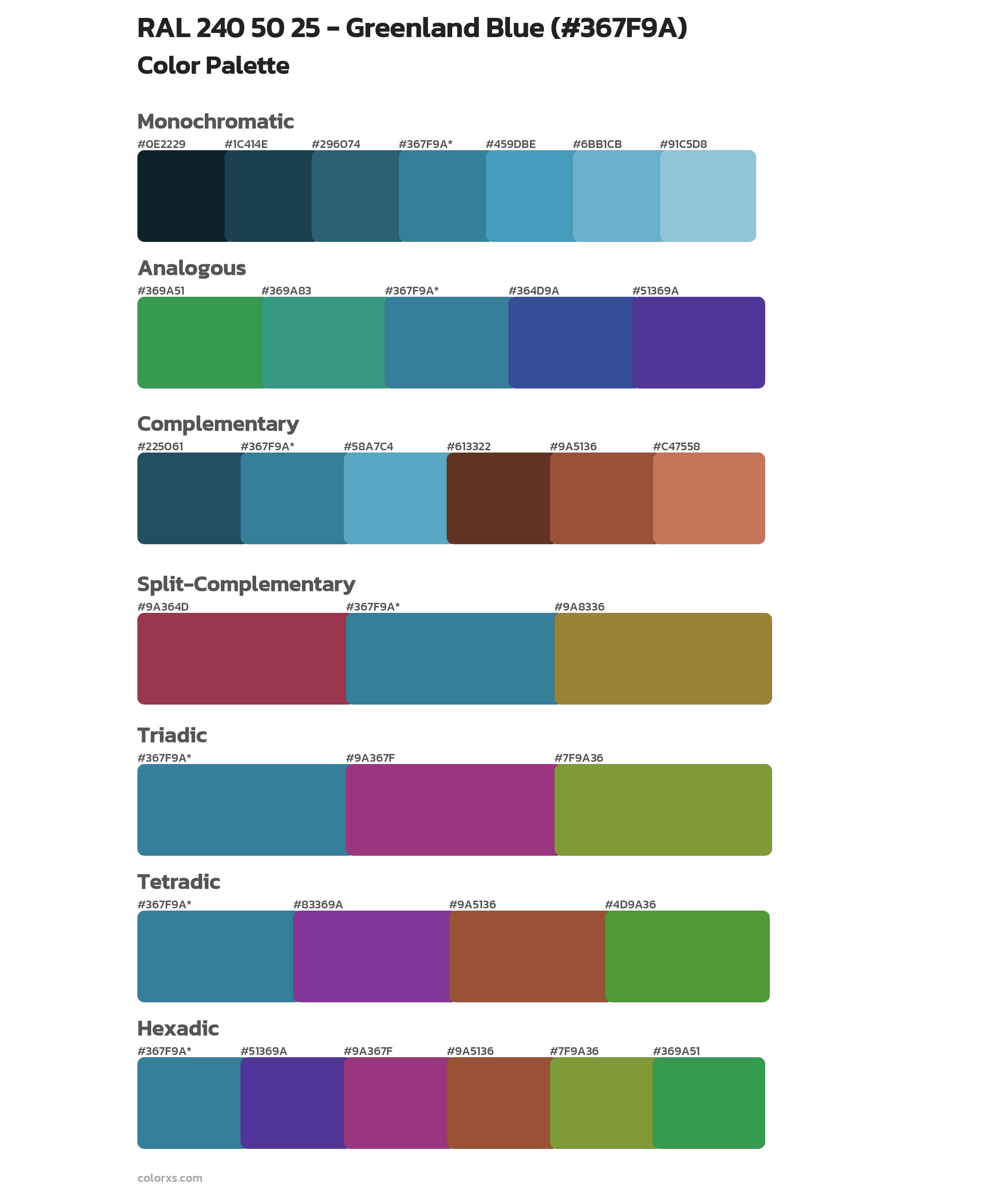 RAL 240 50 25 - Greenland Blue Color Scheme Palettes