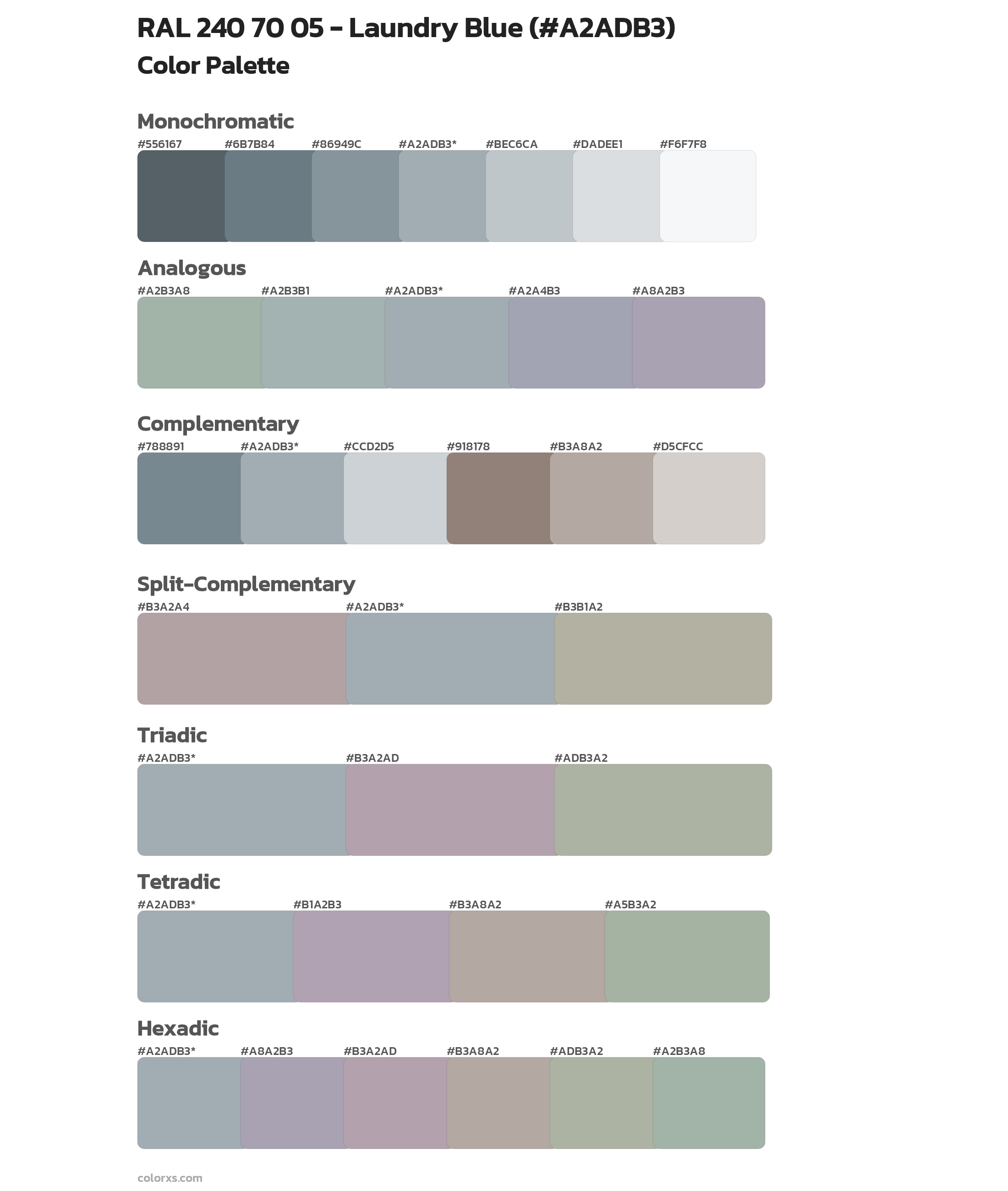 RAL 240 70 05 - Laundry Blue Color Scheme Palettes
