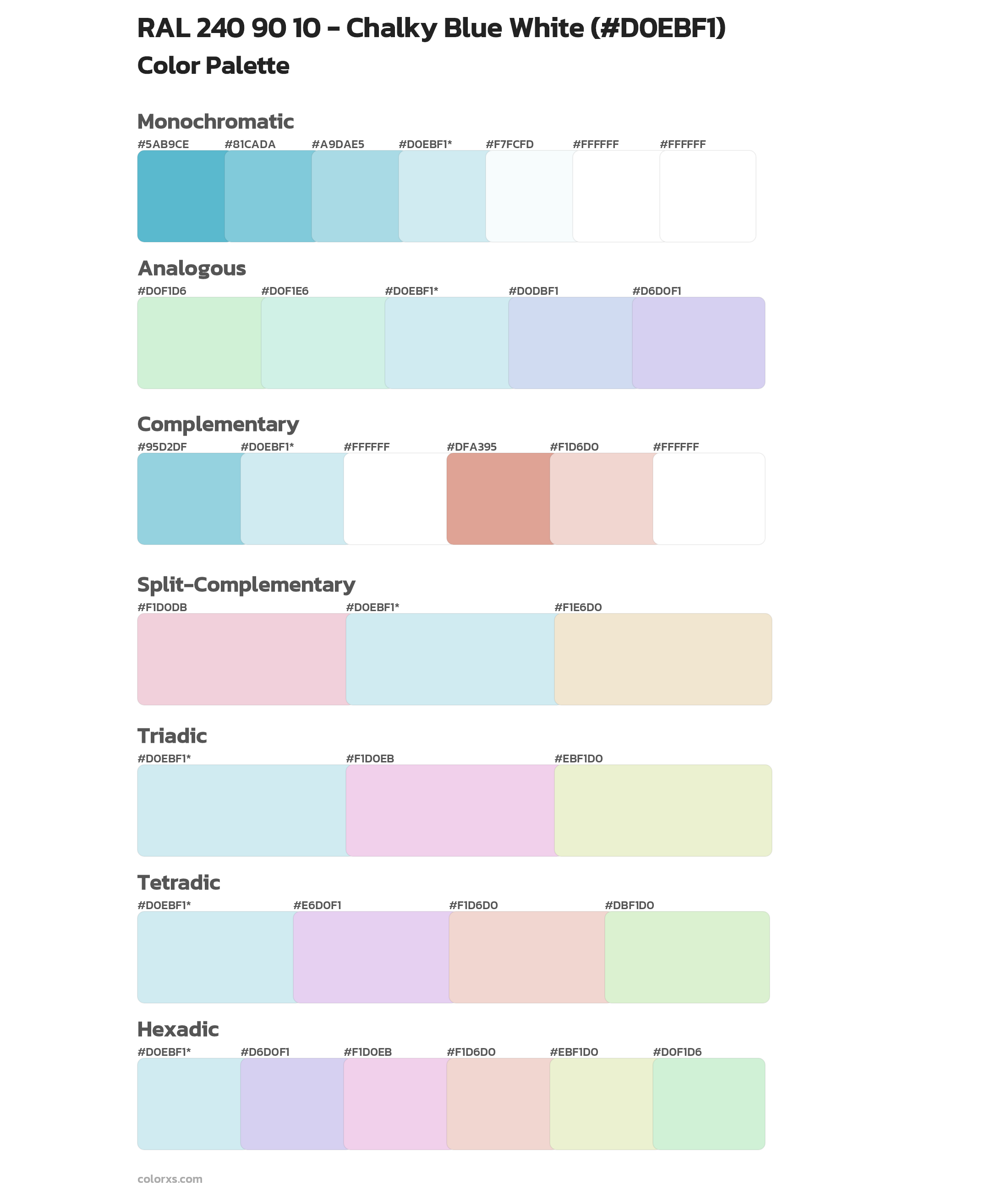 RAL 240 90 10 - Chalky Blue White Color Scheme Palettes