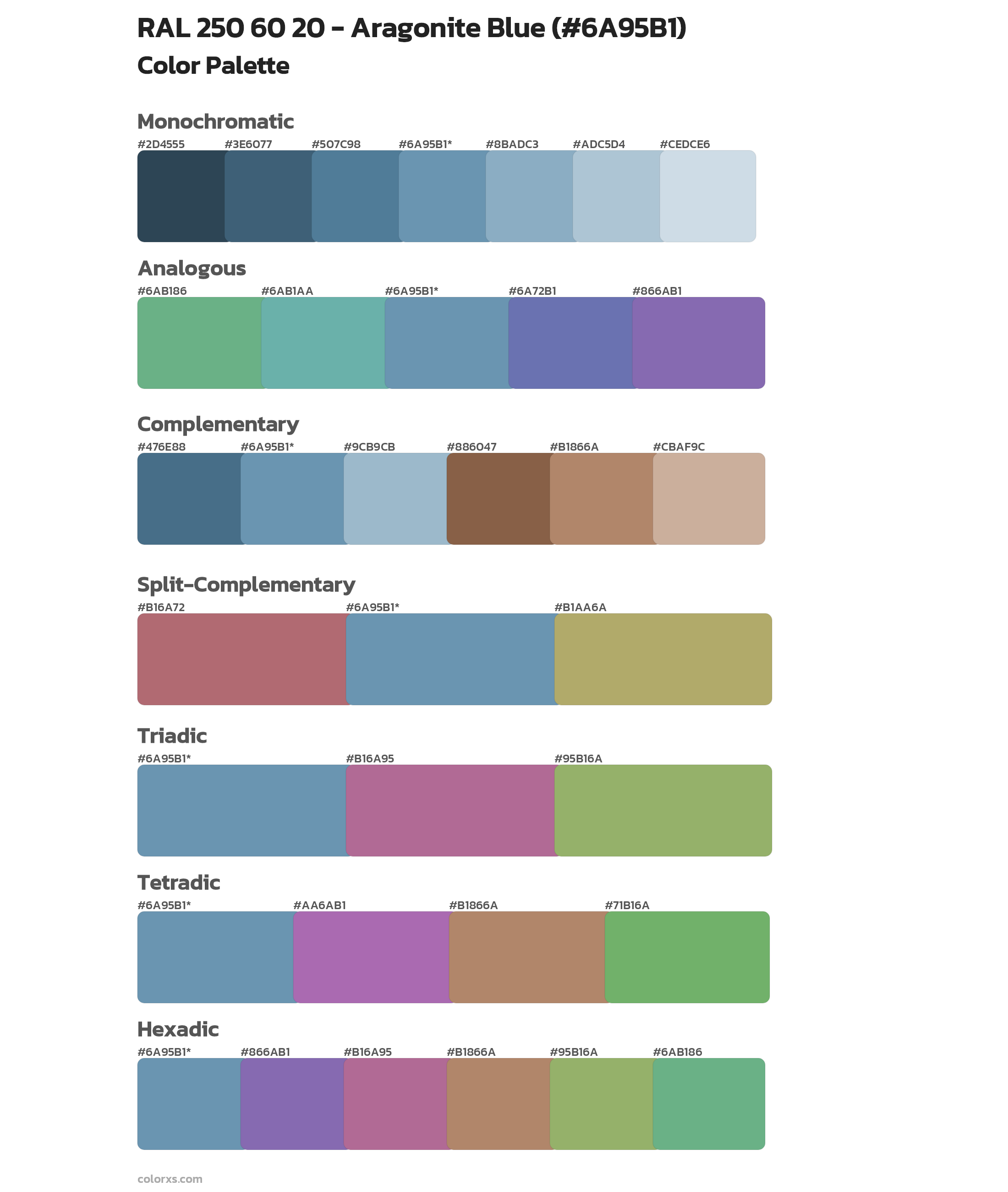 RAL 250 60 20 - Aragonite Blue Color Scheme Palettes