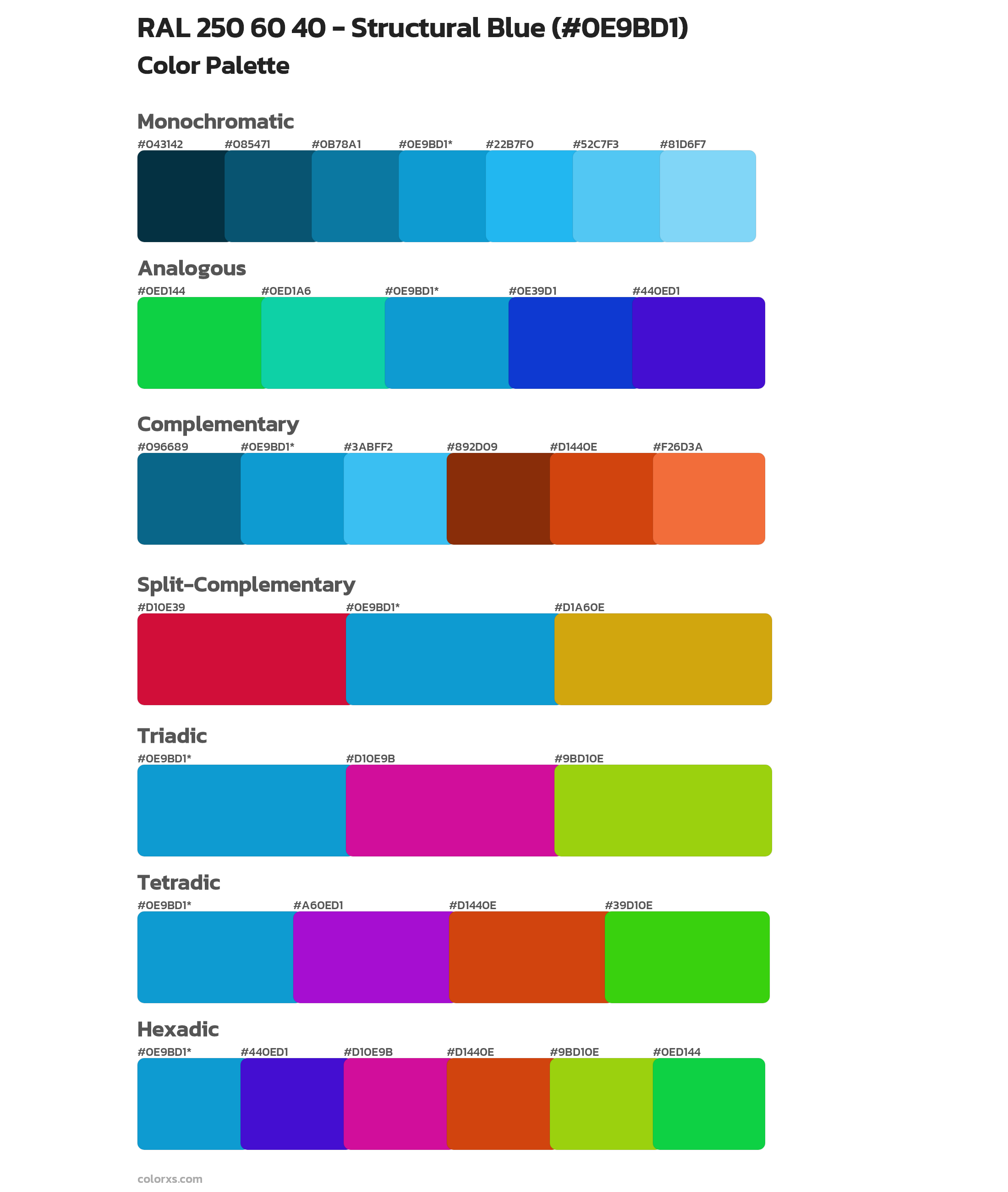 RAL 250 60 40 - Structural Blue Color Scheme Palettes