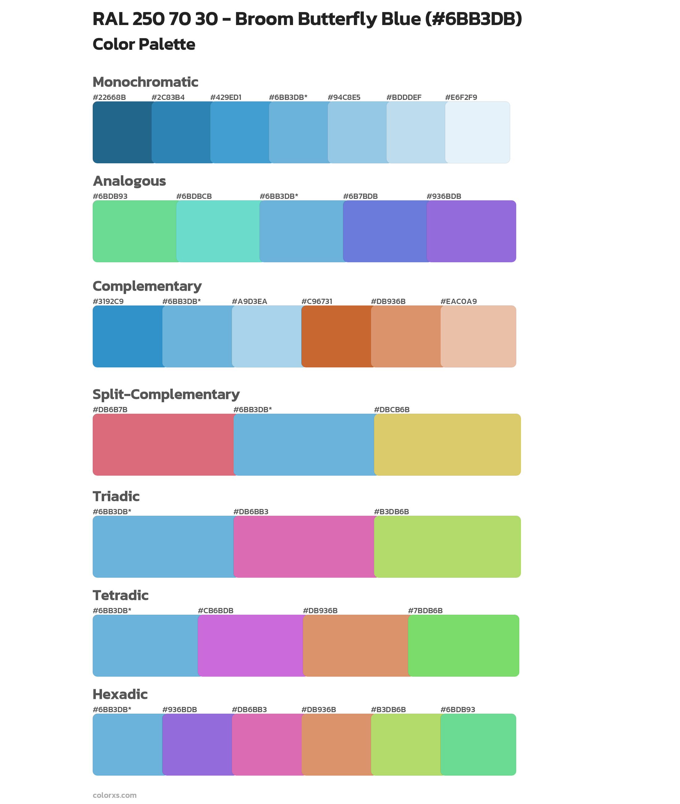 RAL 250 70 30 - Broom Butterfly Blue Color Scheme Palettes