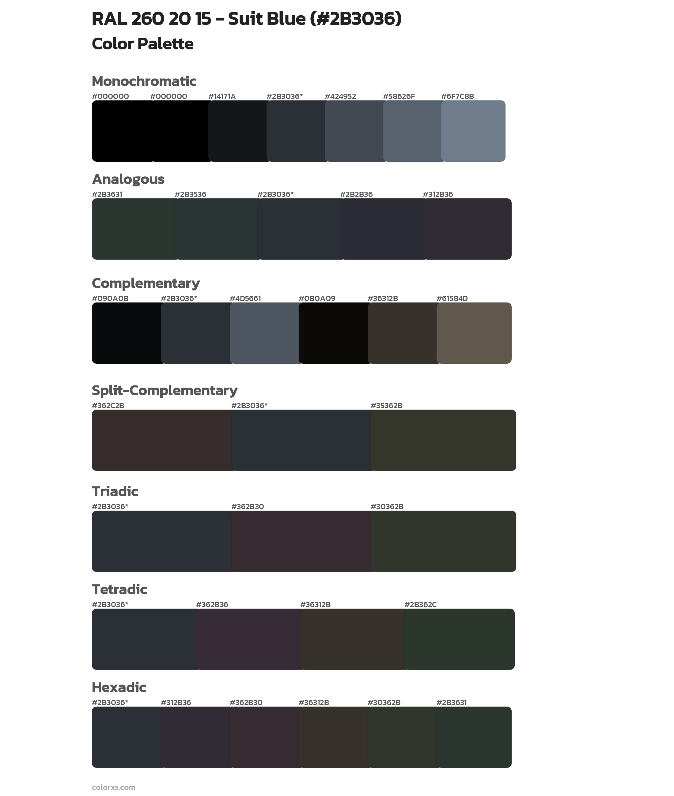 RAL 260 20 15 - Suit Blue Color Scheme Palettes