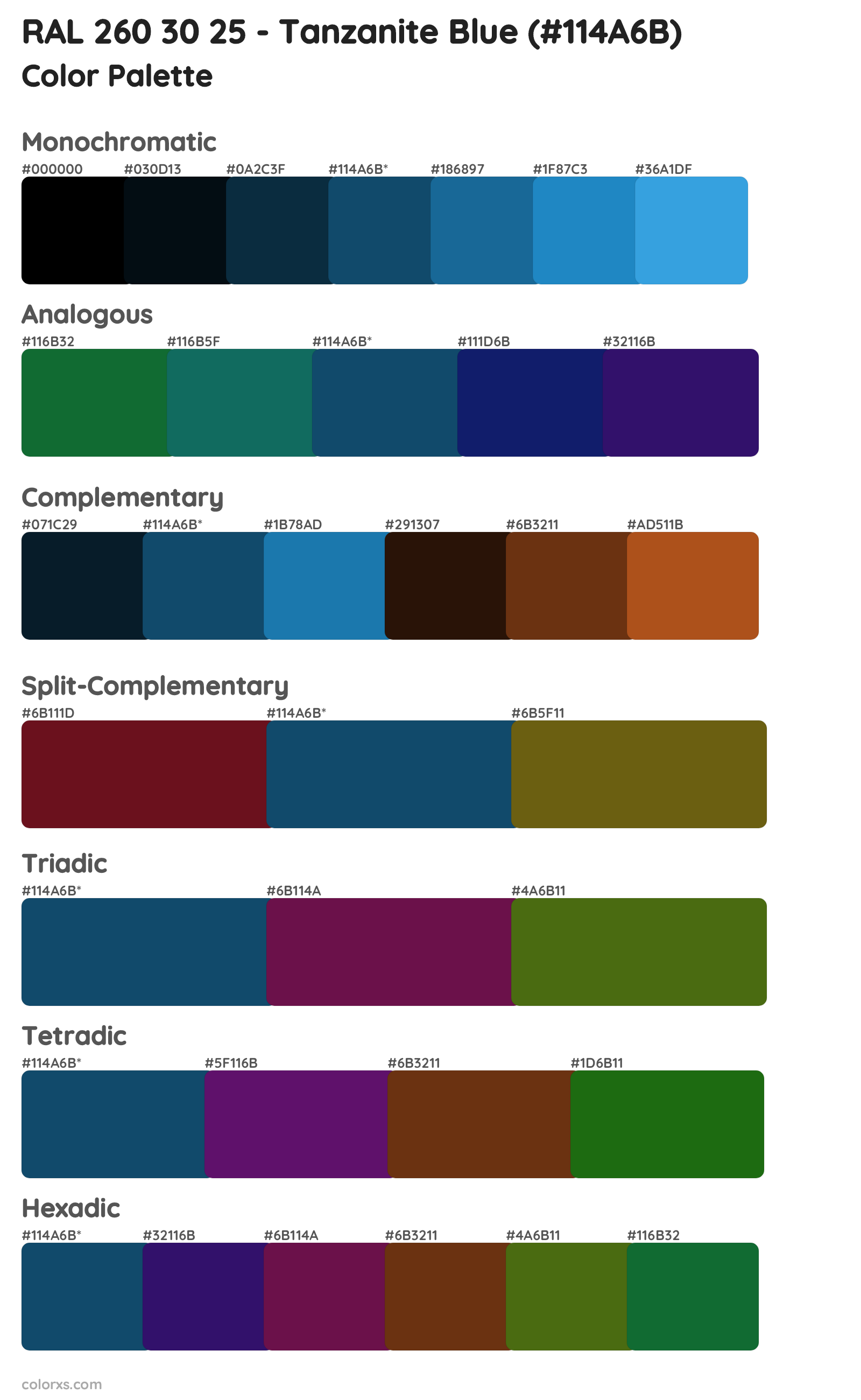 RAL 260 30 25 - Tanzanite Blue Color Scheme Palettes