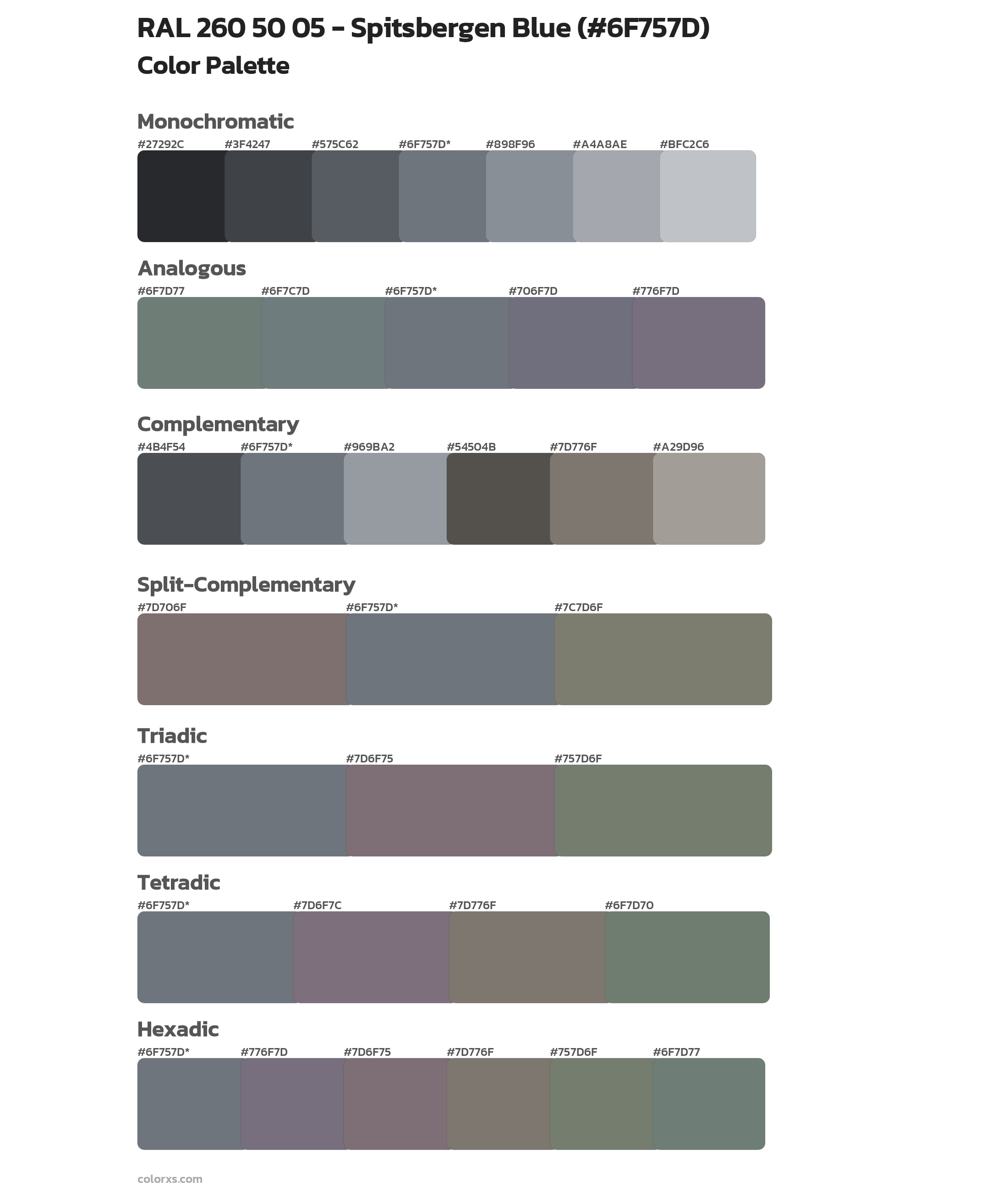RAL 260 50 05 - Spitsbergen Blue Color Scheme Palettes