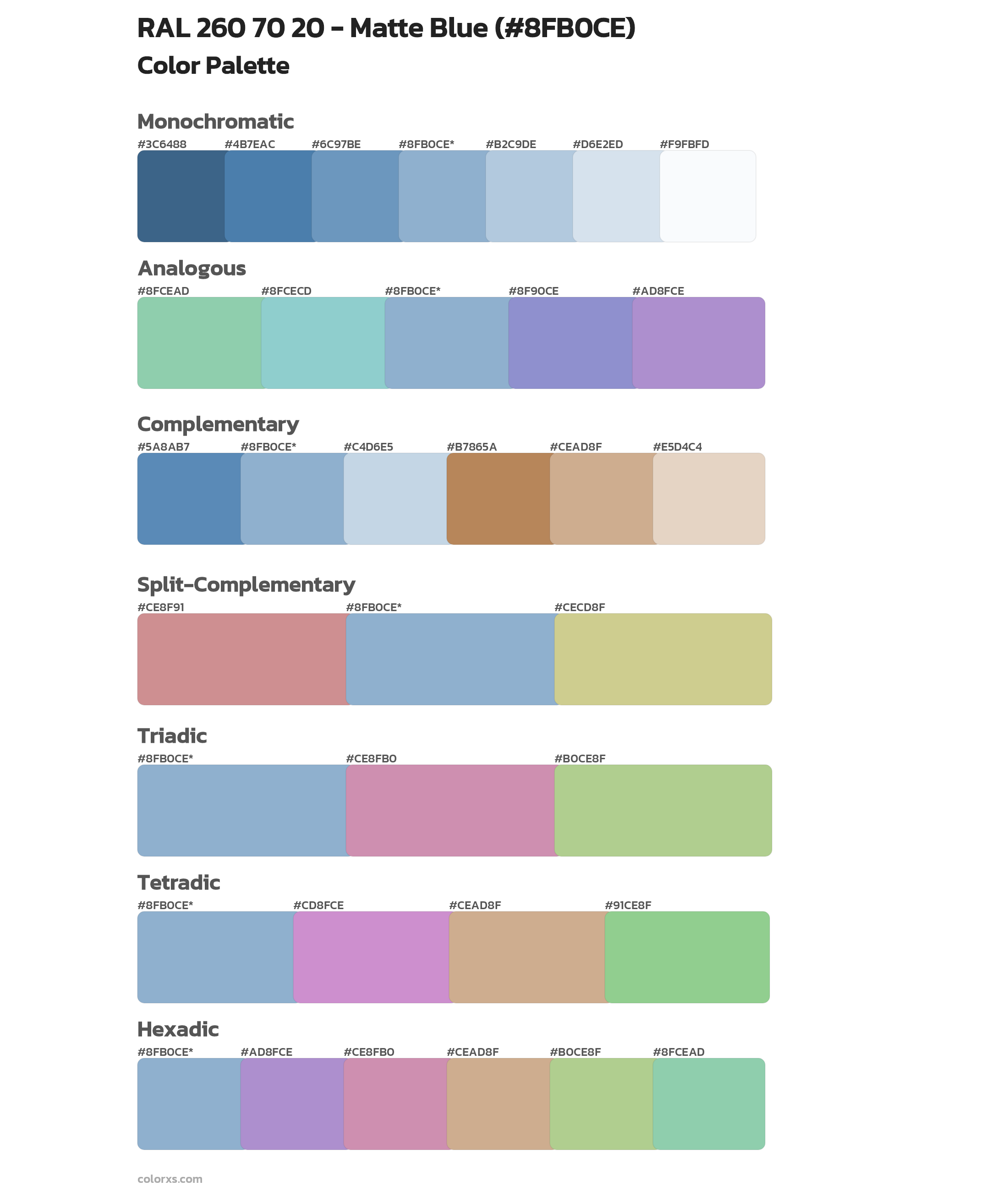 RAL 260 70 20 - Matte Blue Color Scheme Palettes
