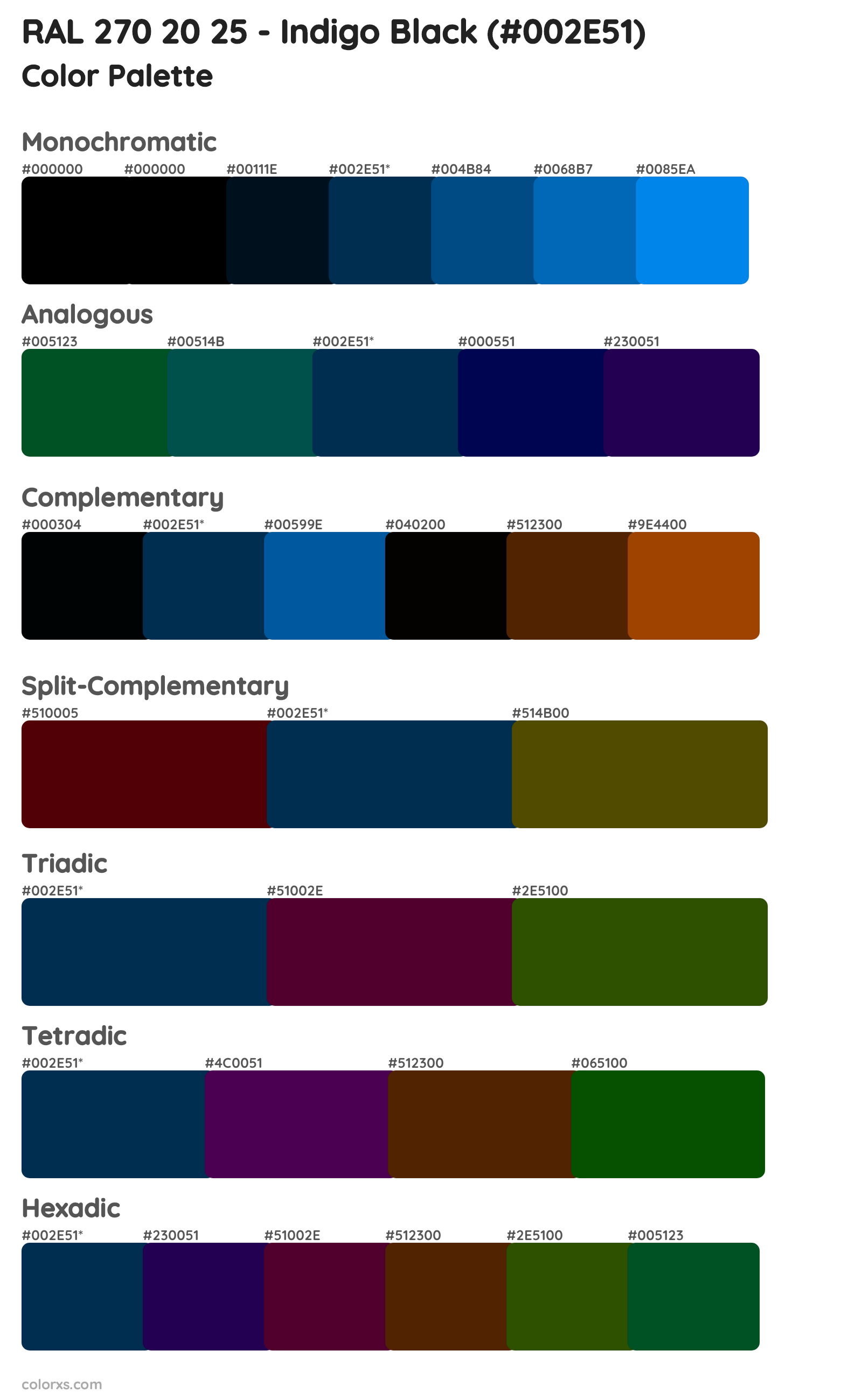 RAL 270 20 25 - Indigo Black Color Scheme Palettes