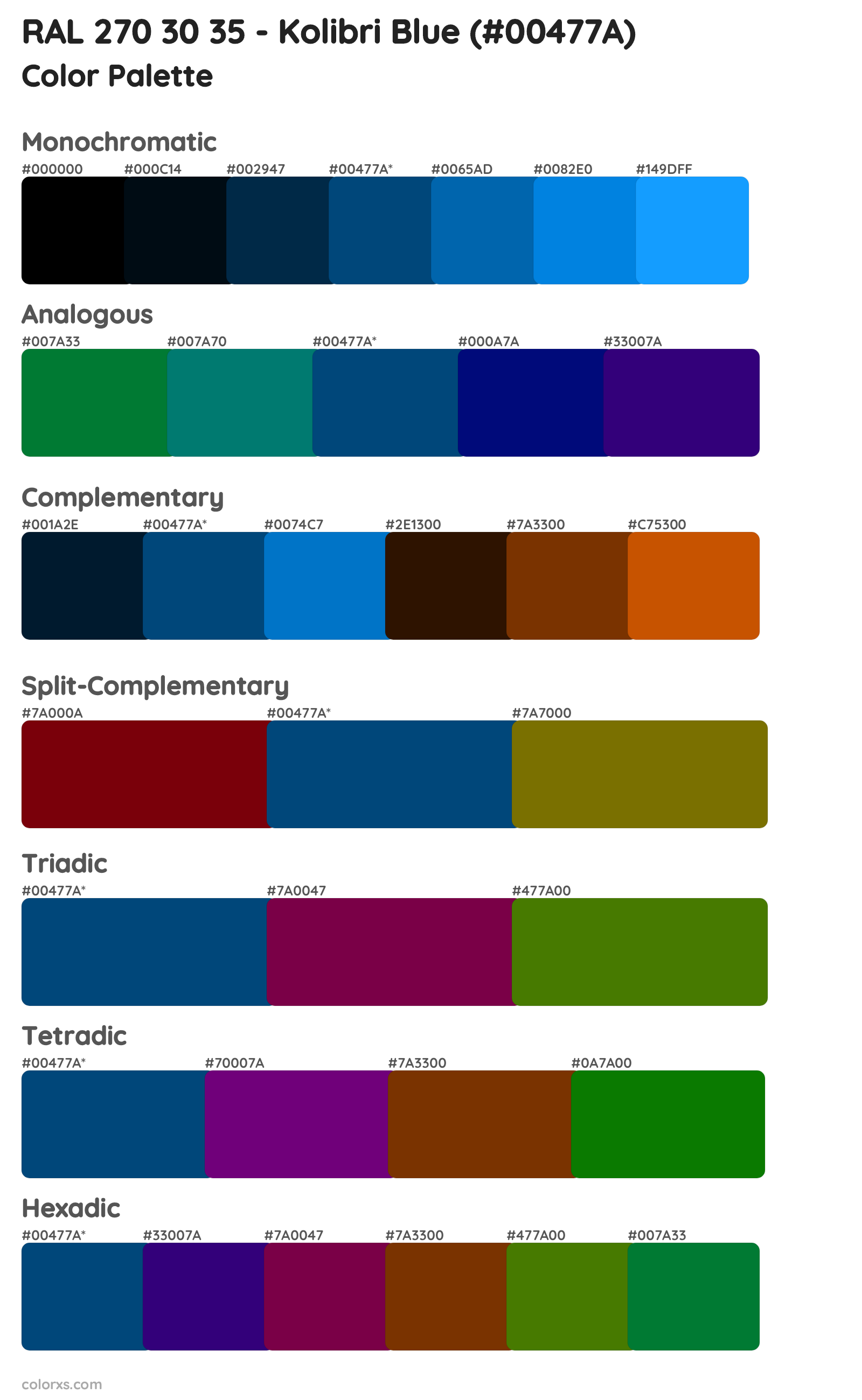 RAL 270 30 35 - Kolibri Blue Color Scheme Palettes