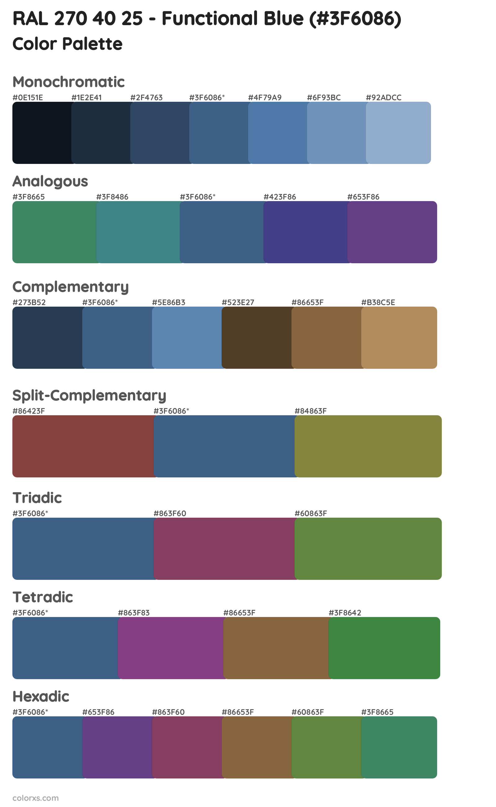 RAL 270 40 25 - Functional Blue Color Scheme Palettes