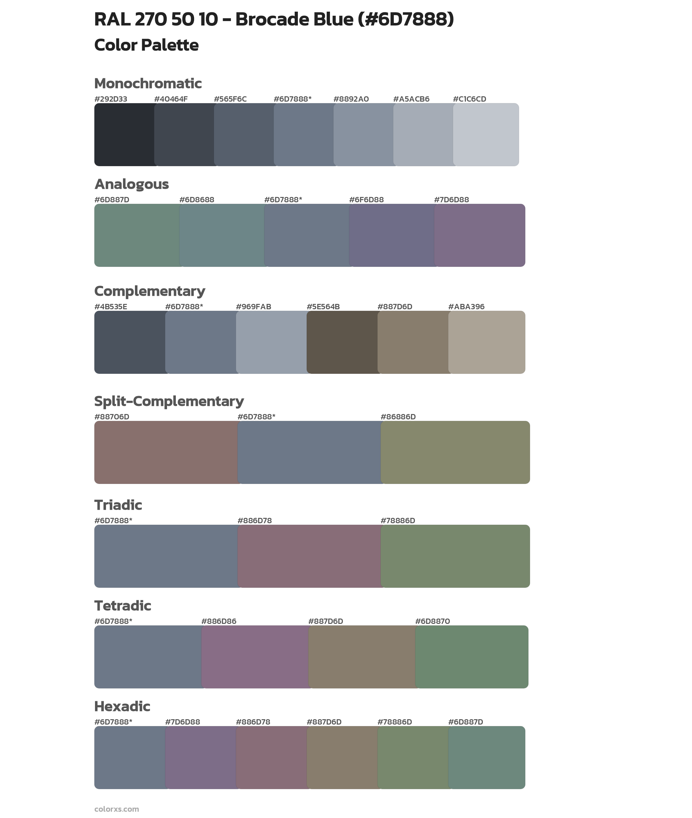 RAL 270 50 10 - Brocade Blue Color Scheme Palettes