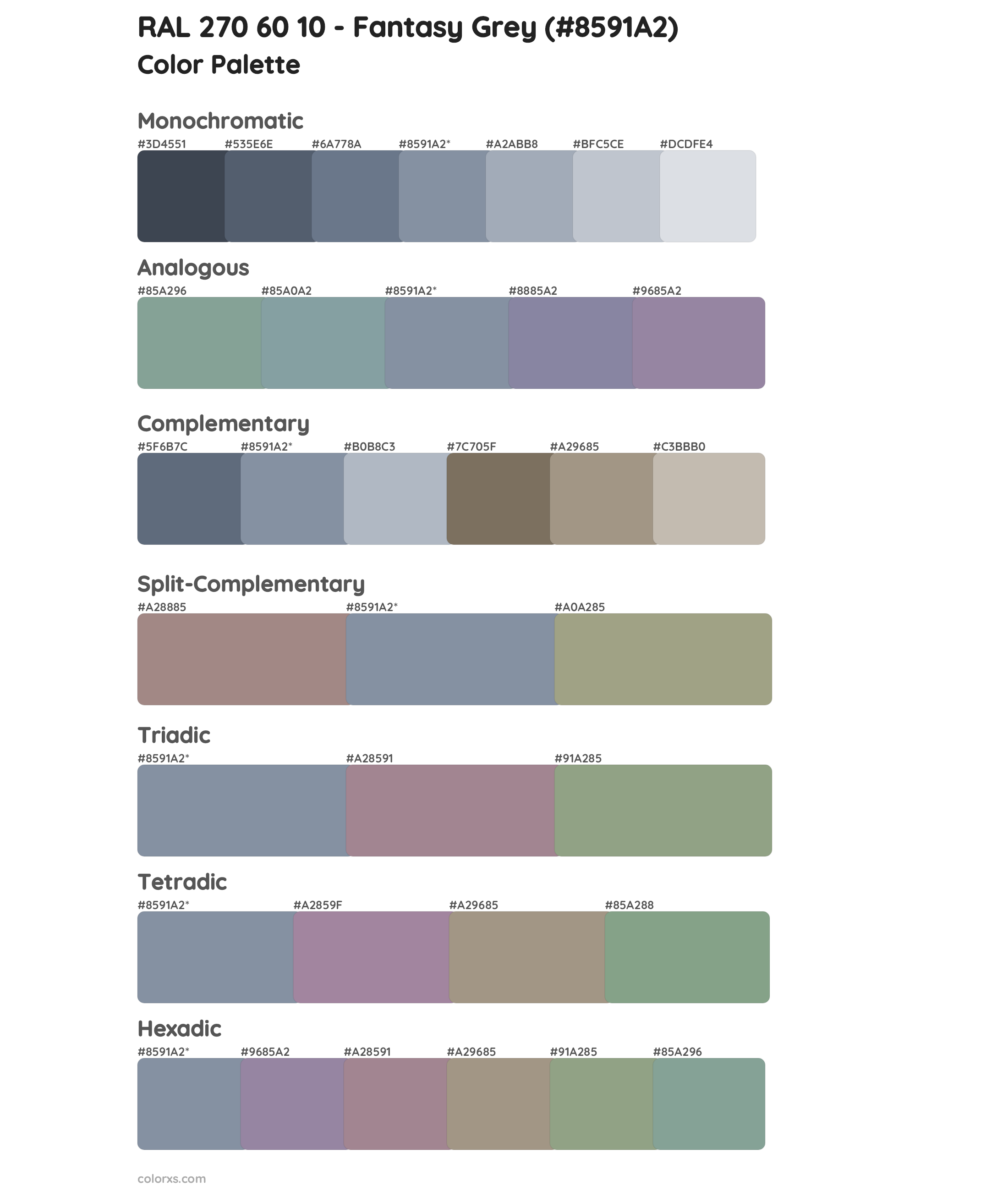 RAL 270 60 10 - Fantasy Grey Color Scheme Palettes