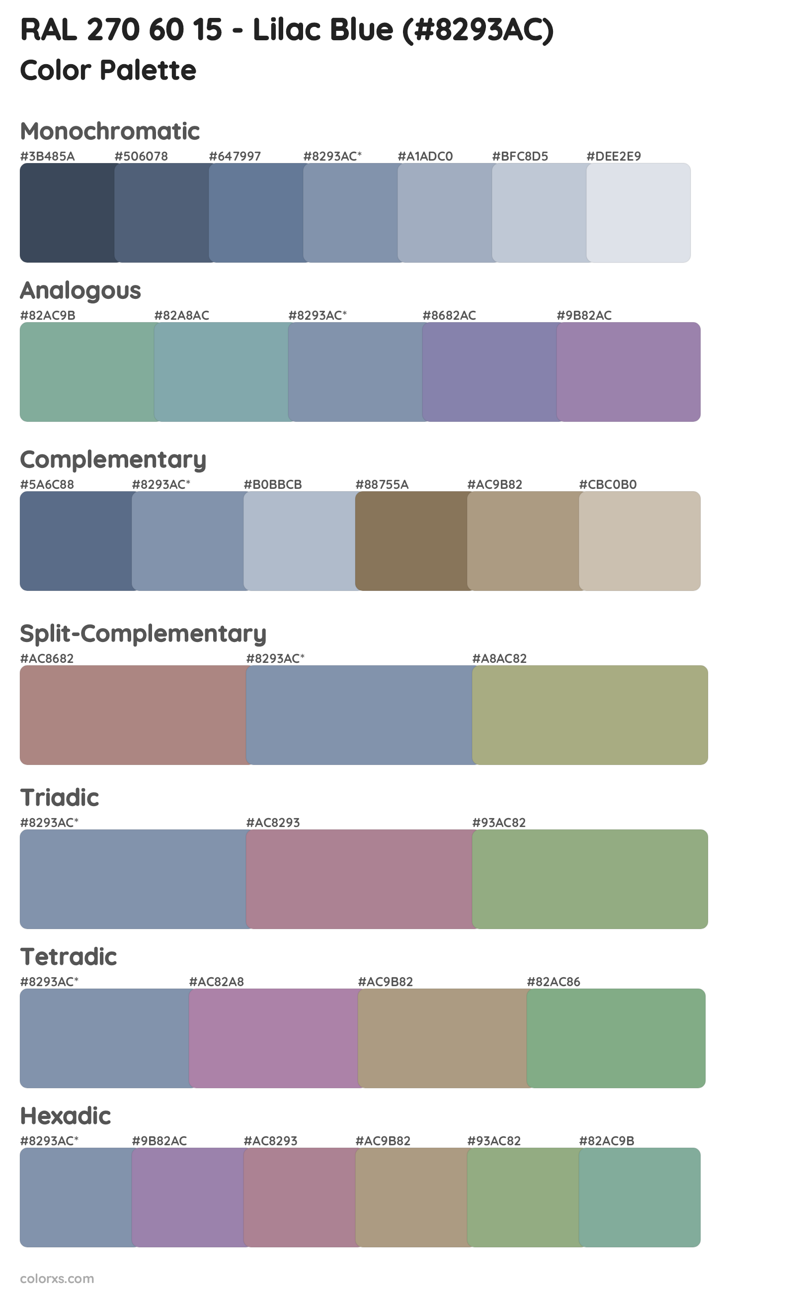 RAL 270 60 15 - Lilac Blue Color Scheme Palettes