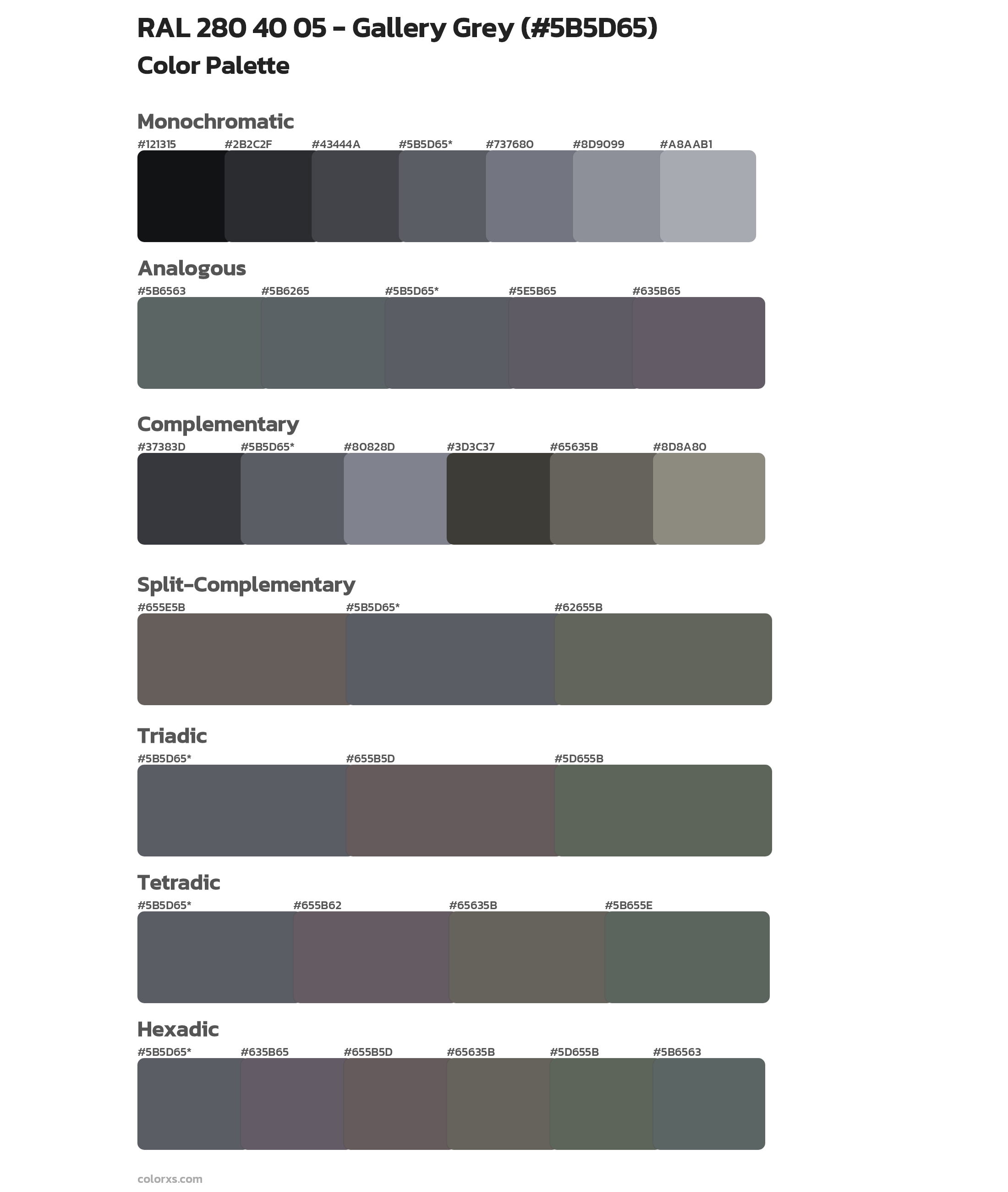 RAL 280 40 05 - Gallery Grey Color Scheme Palettes