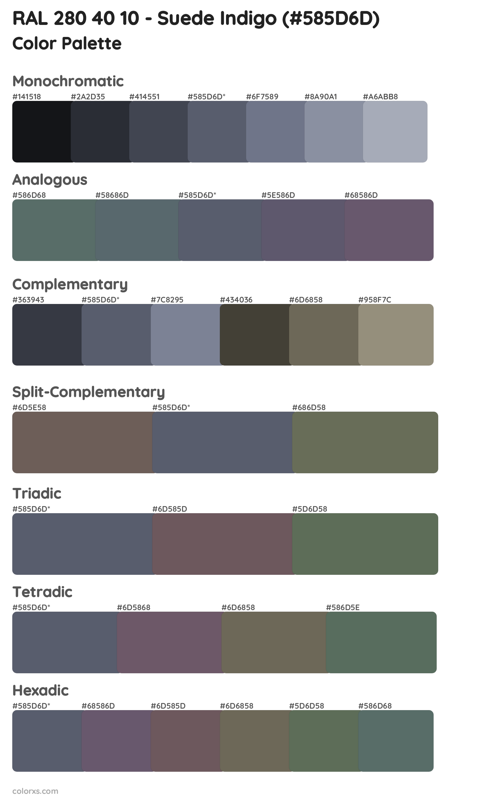 RAL 280 40 10 - Suede Indigo Color Scheme Palettes
