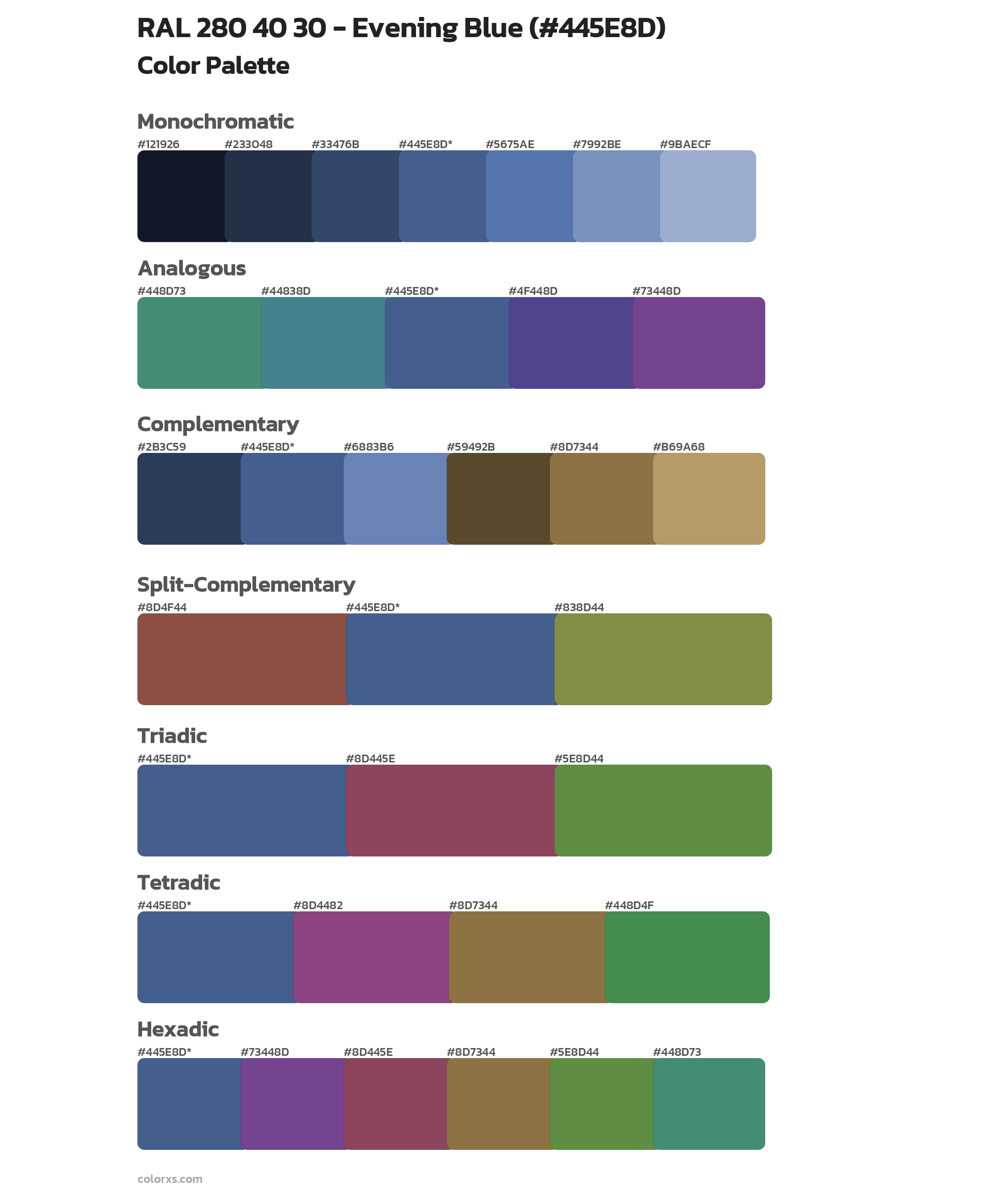 RAL 280 40 30 - Evening Blue Color Scheme Palettes