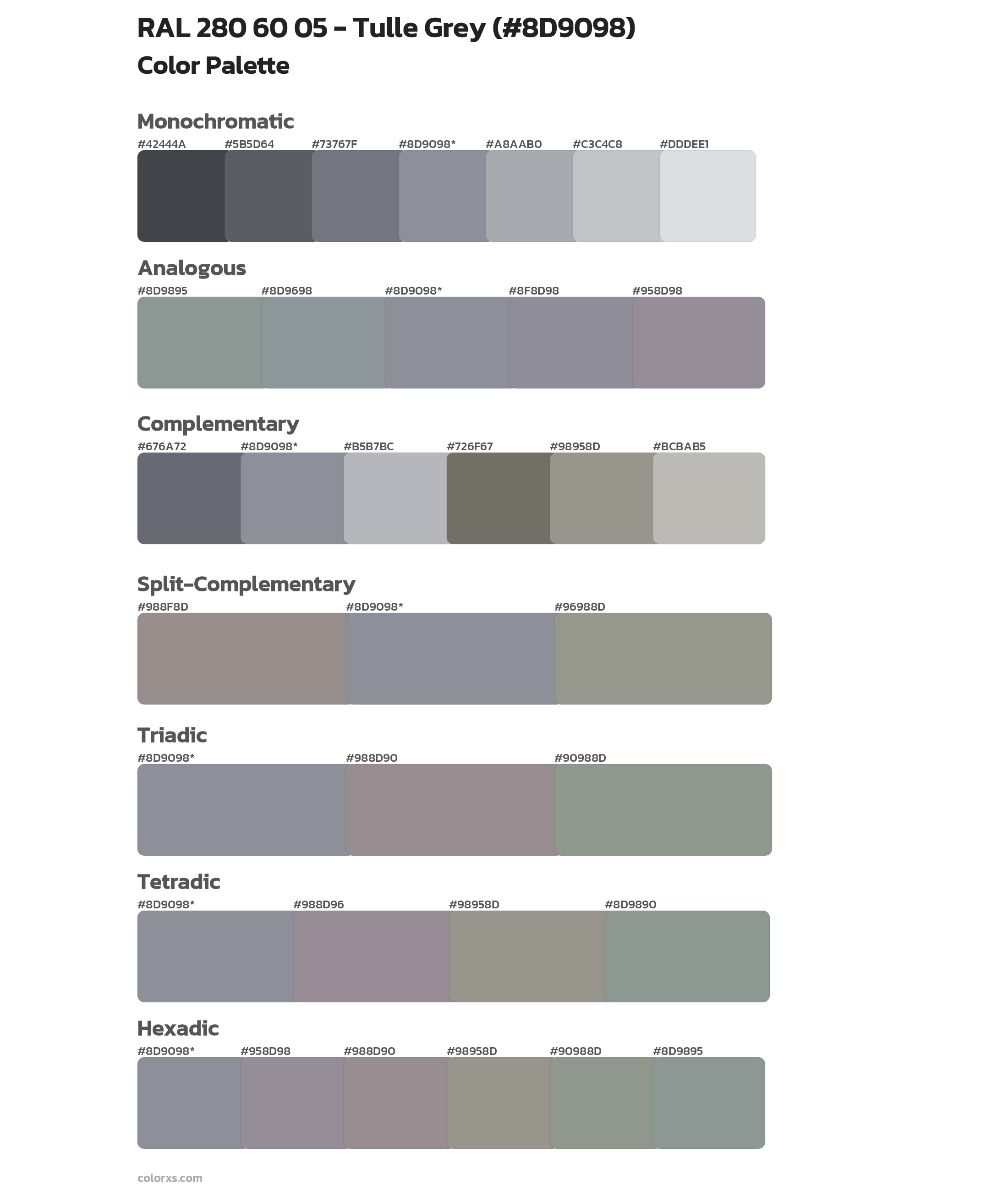 RAL 280 60 05 - Tulle Grey Color Scheme Palettes