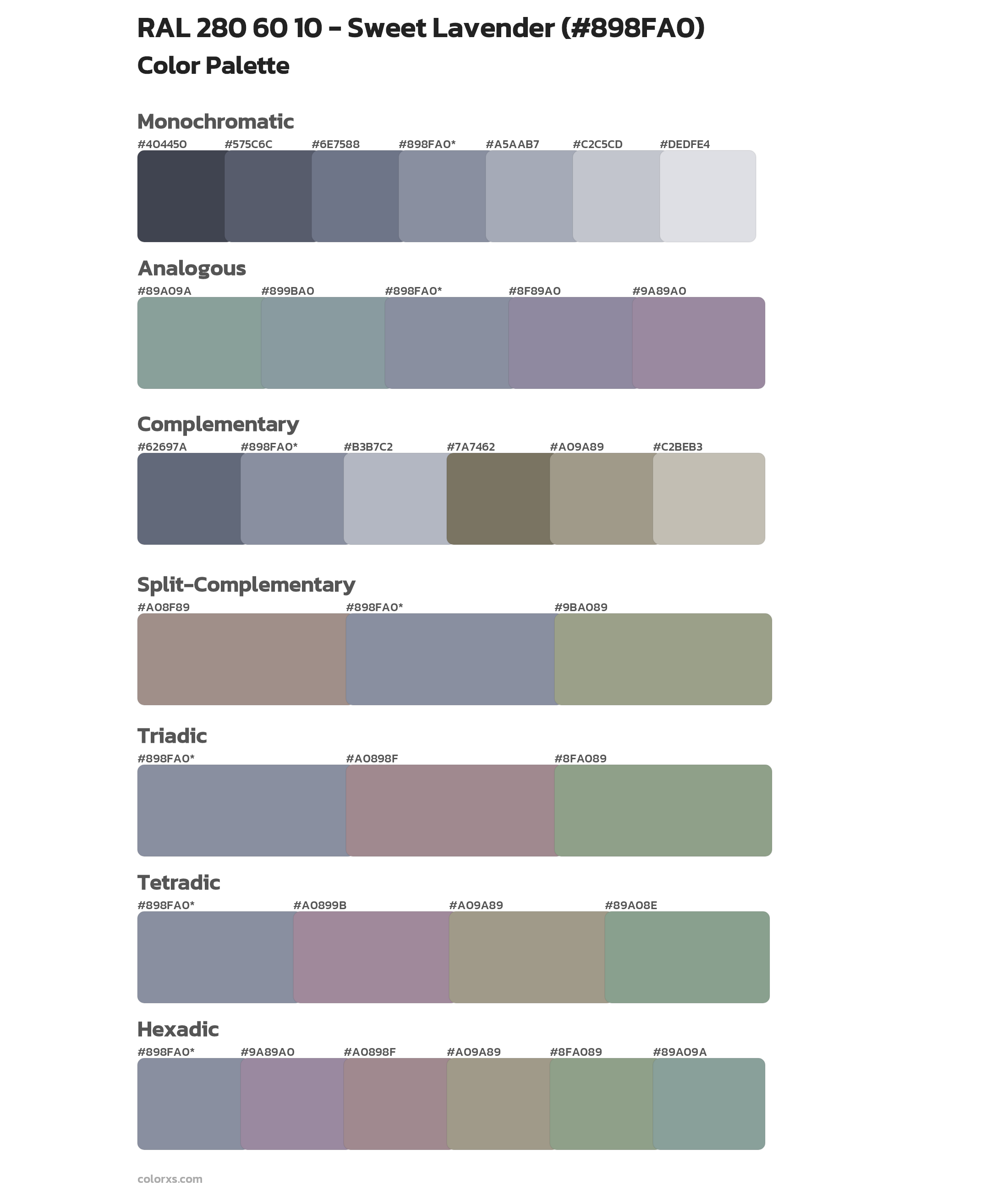 RAL 280 60 10 - Sweet Lavender Color Scheme Palettes
