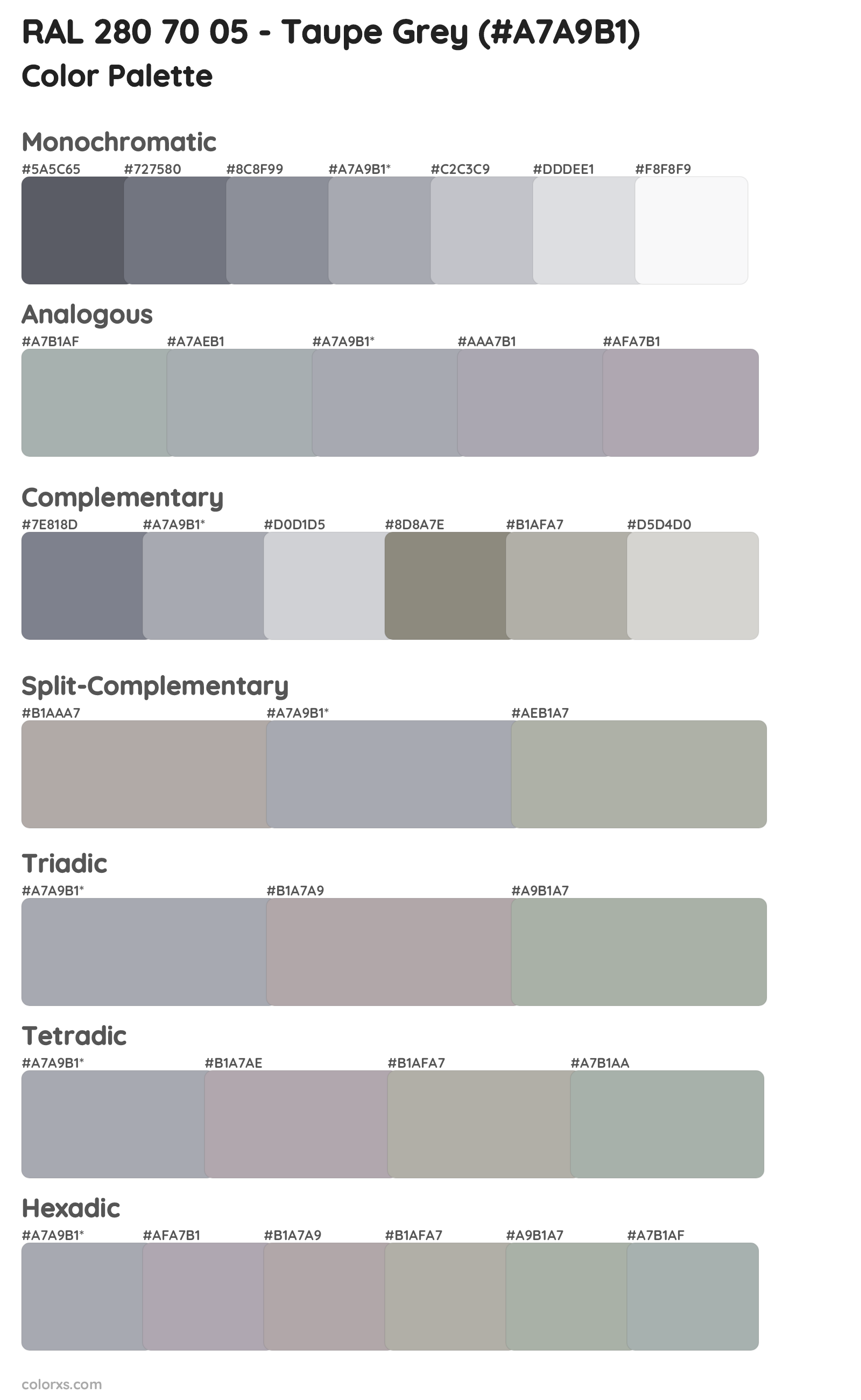 RAL 280 70 05 - Taupe Grey Color Scheme Palettes