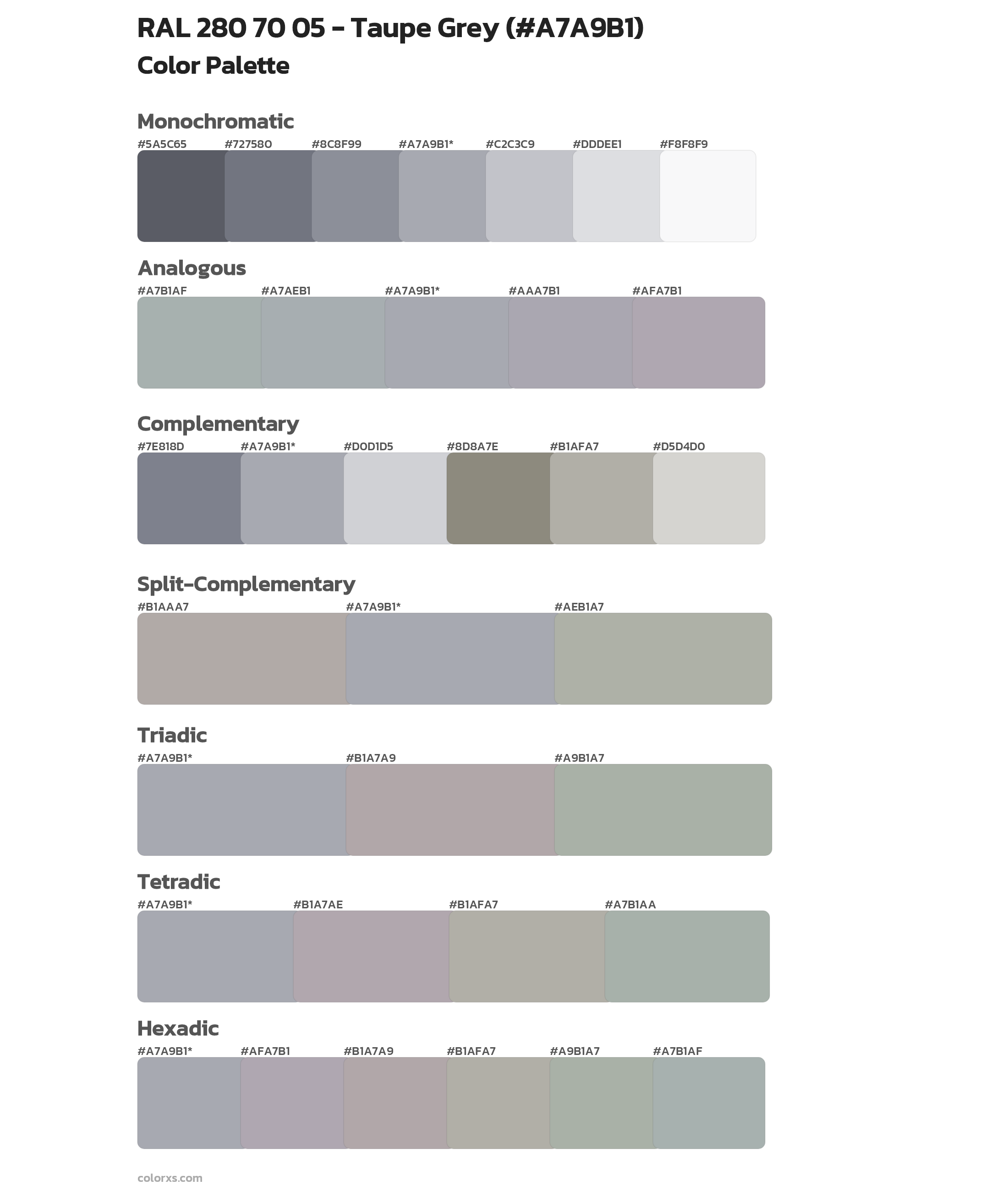RAL 280 70 05 - Taupe Grey Color Scheme Palettes