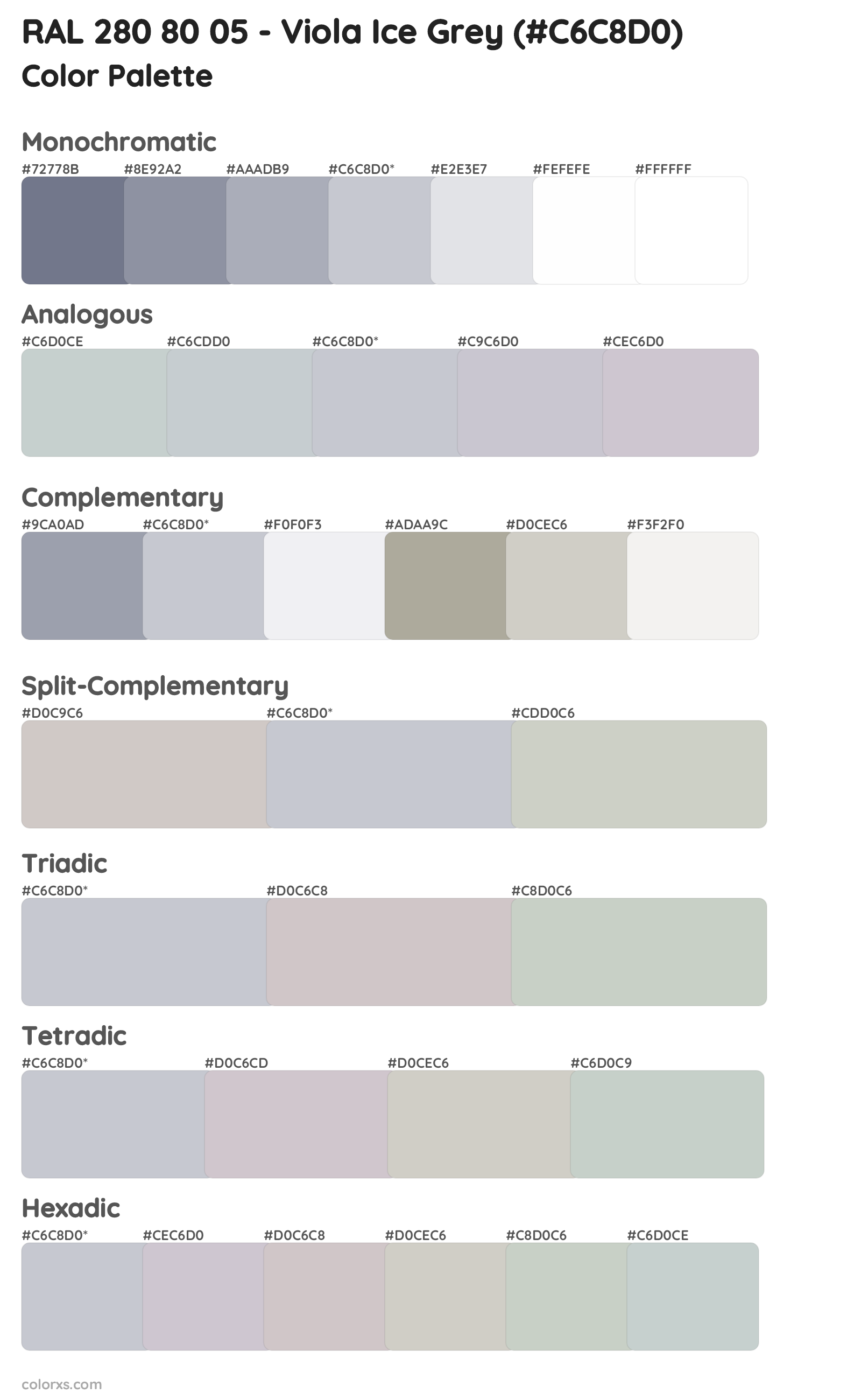 RAL 280 80 05 - Viola Ice Grey Color Scheme Palettes