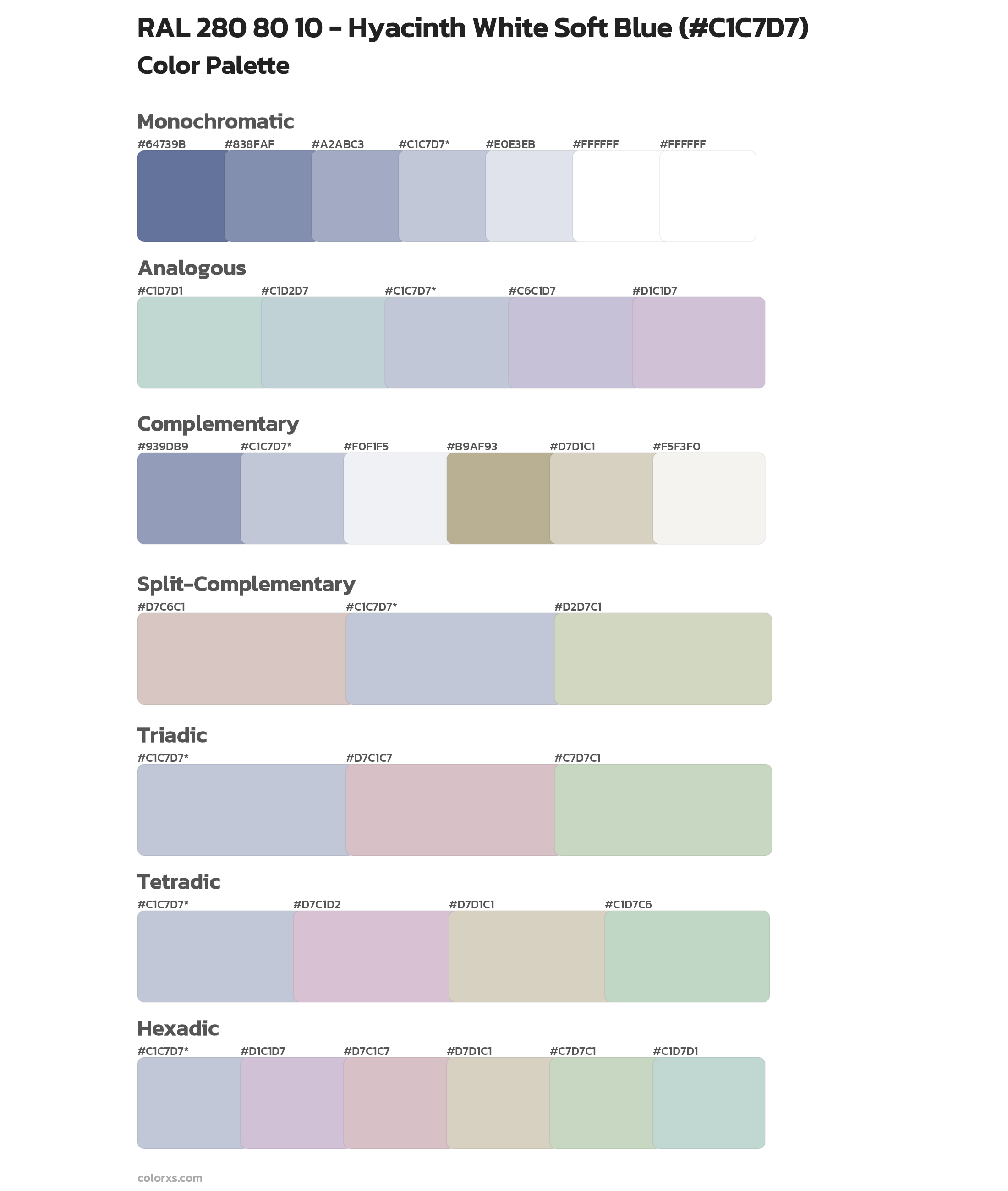 RAL 280 80 10 - Hyacinth White Soft Blue Color Scheme Palettes