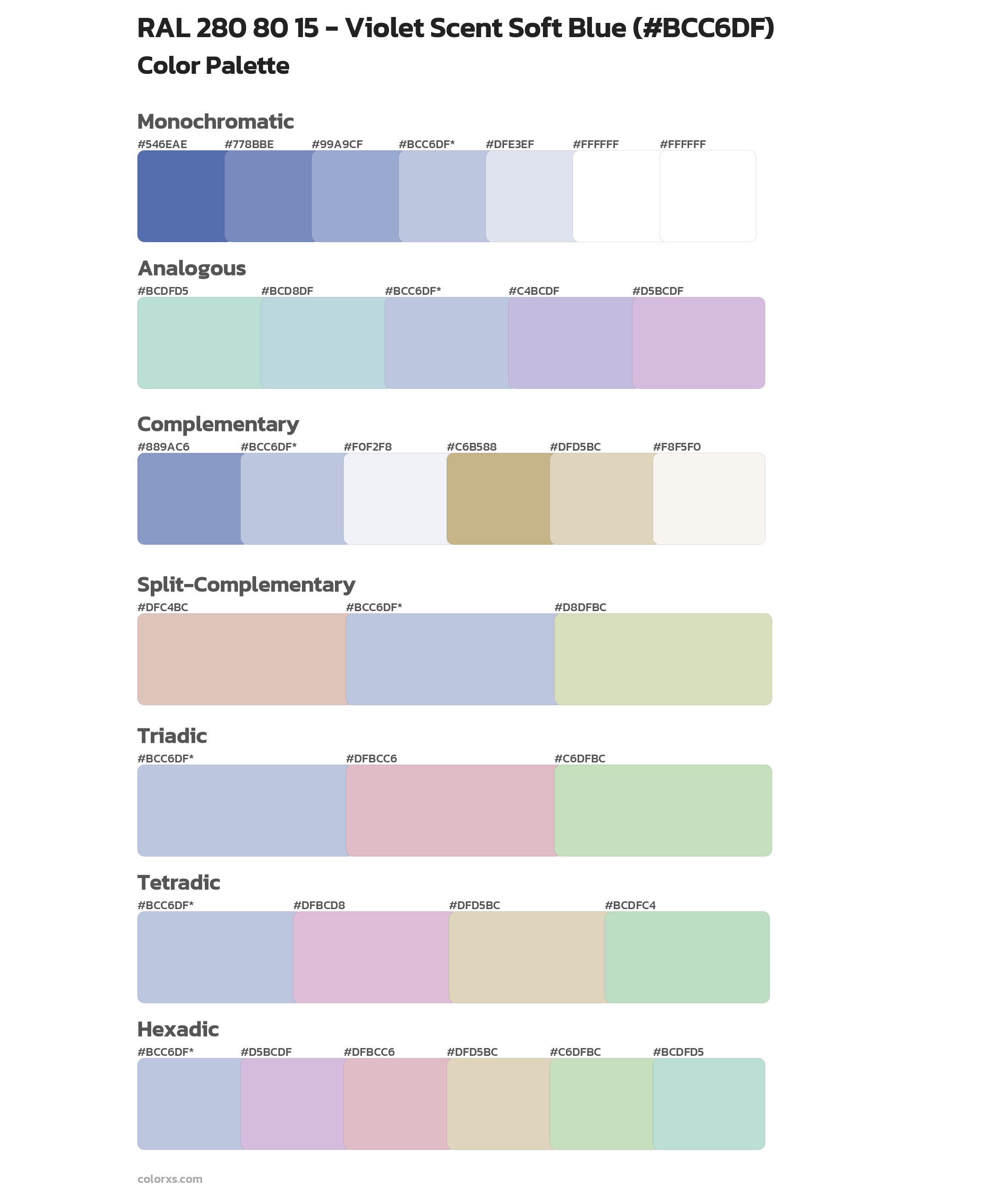 RAL 280 80 15 - Violet Scent Soft Blue Color Scheme Palettes