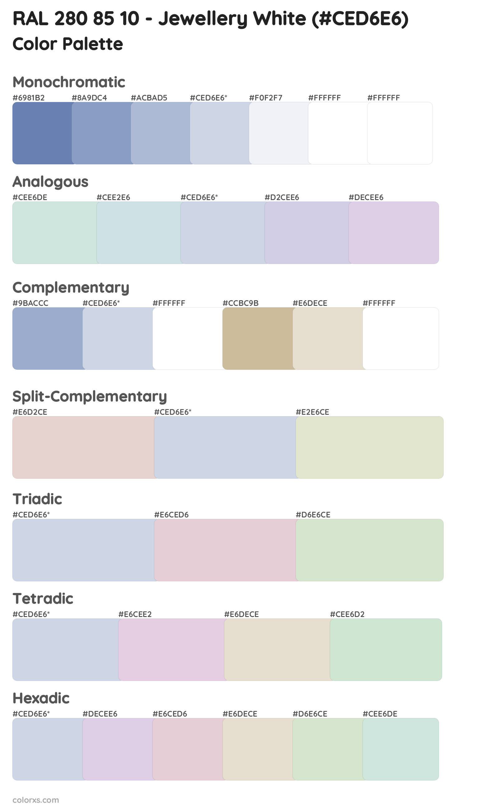 RAL 280 85 10 - Jewellery White Color Scheme Palettes