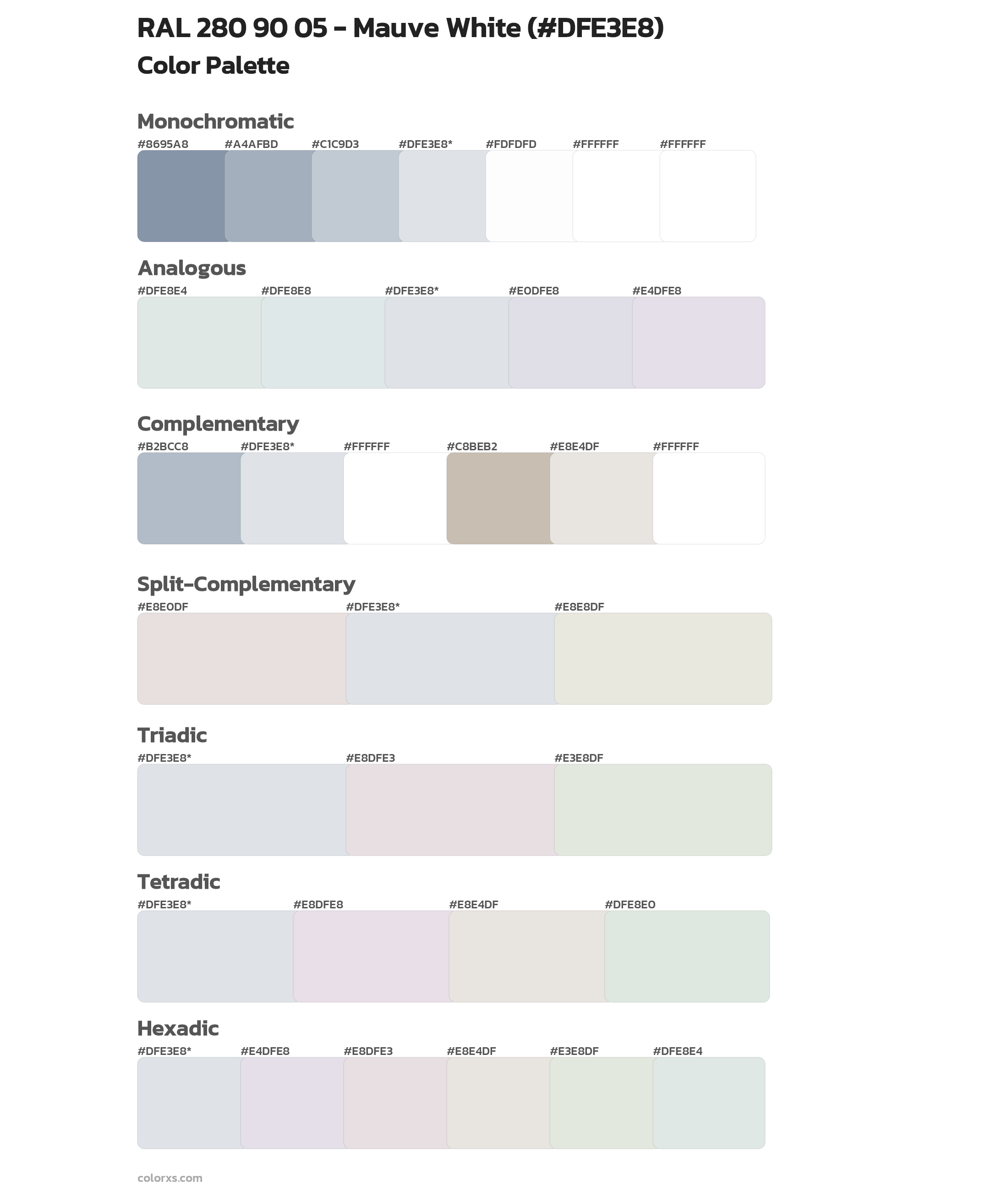 RAL 280 90 05 - Mauve White Color Scheme Palettes