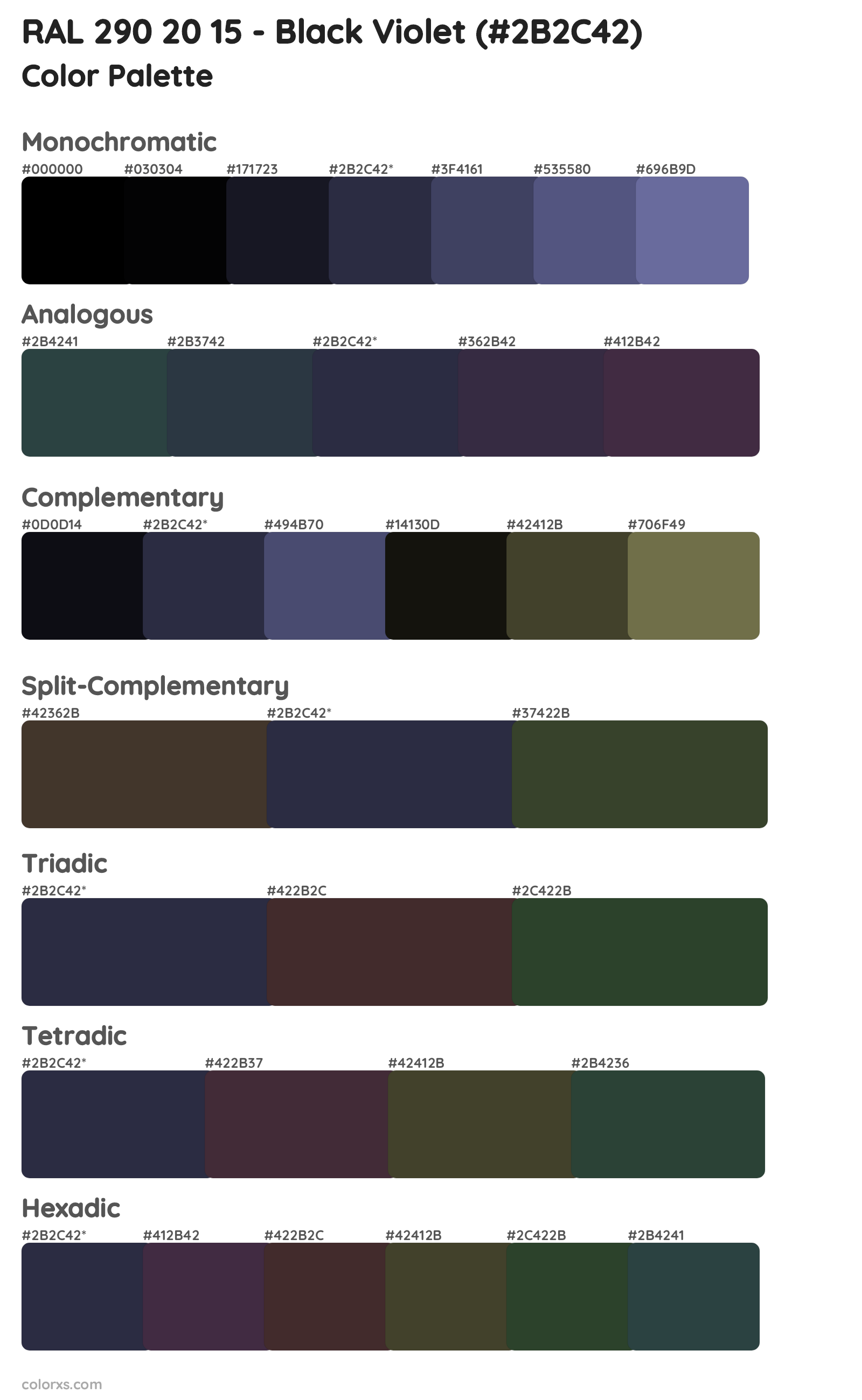 RAL 290 20 15 - Black Violet Color Scheme Palettes