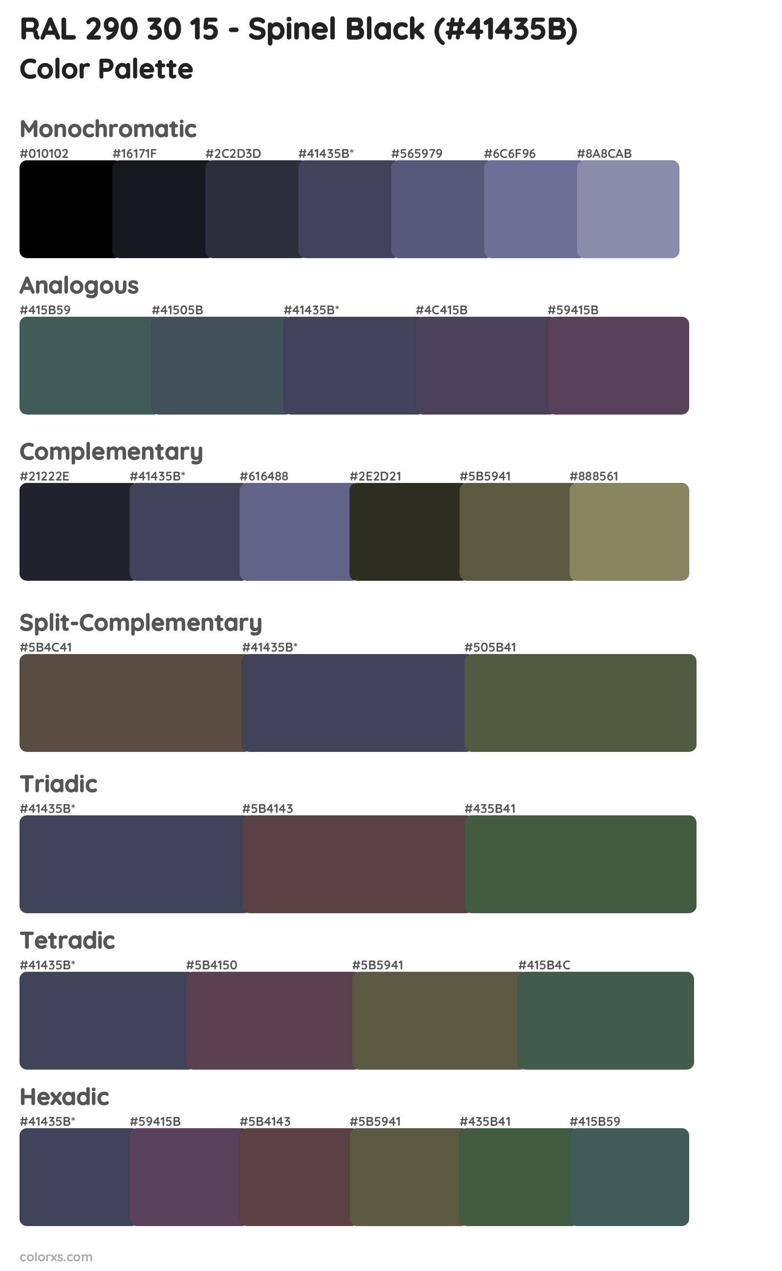 RAL 290 30 15 - Spinel Black Color Scheme Palettes